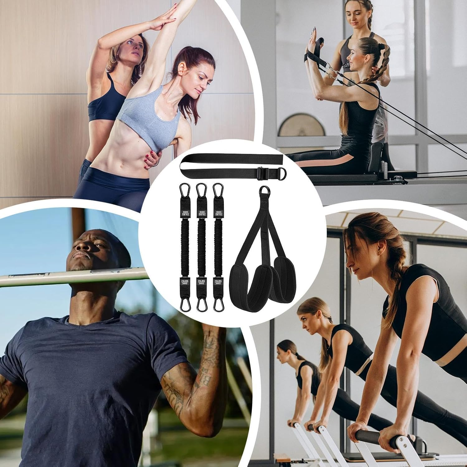 ZERIFAM Resistance Bands for Pull Ups, 225Lb Pull Ups Assistance Bands Set with Fabric Feet/Knee Rest, Weight Adjustable Pull up Bands for Home Gym, Strength Training and Pull-Up Workouts image number 2