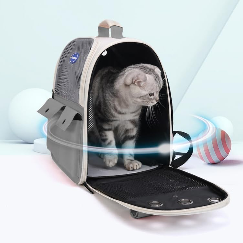 Pet Backpack Carrier for Cats, Small Pets Dogs Rabbit up to 16 Pounds, with Soft Cushion Collapsible Breathable Ventilated Design,Safety Straps, Backpack Designed for Travel, Hiking, Walking image number 5