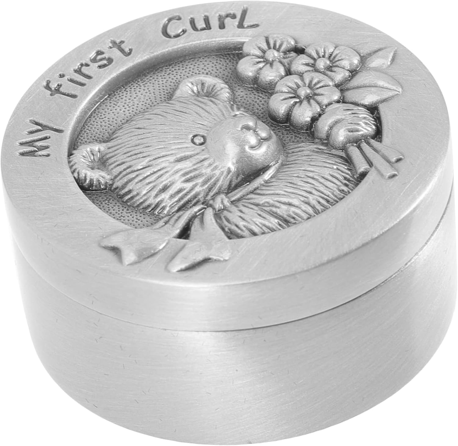 Baby First Curl Keepsake Box Metal Hair Storage Container for Newborns Boys and Girls My First Curl Tin Color Infant Hair Saver image number 3