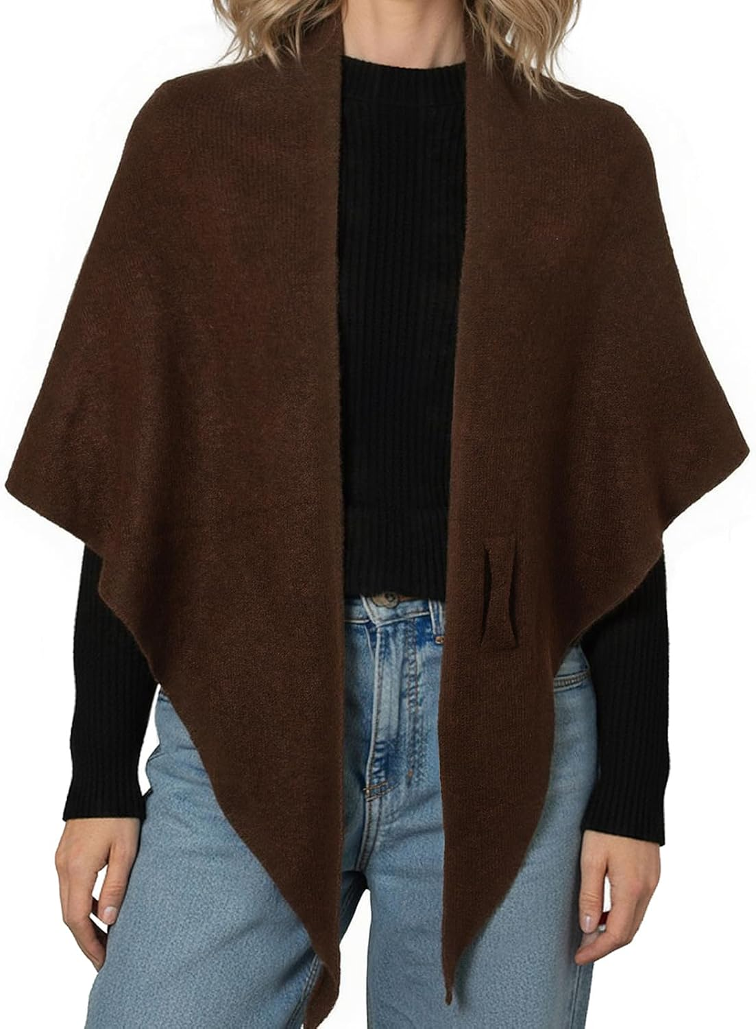 RIIQIICHY Shawl Wrap Women Pashmina Triangle Cape Knit Sweater Scarf for Fall Winter Fashion Accessory image number 1