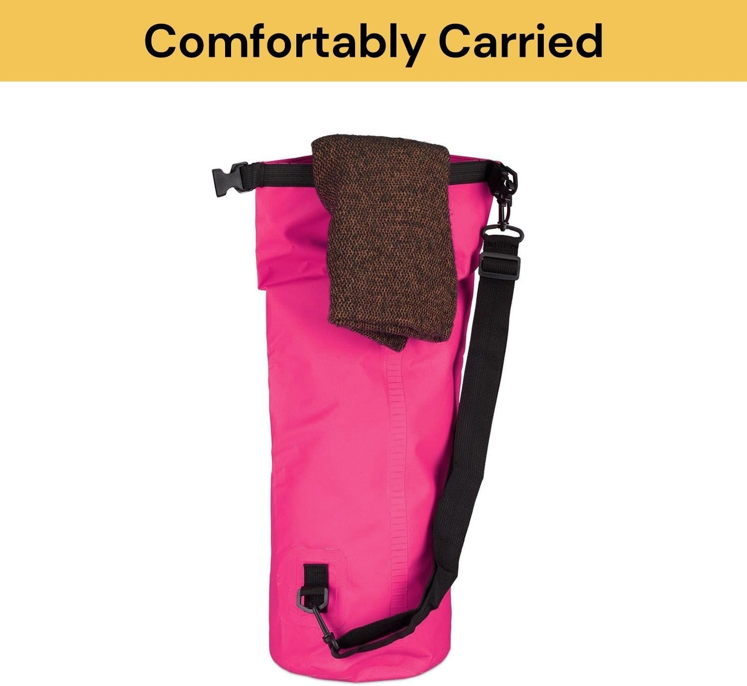 EZONEDEAL 10L Outdoor Swimming Waterproof Bag Camping Rafting Storage Dry Bag for Kayaking/Swimming/Hiking/Fishing/Beach with Adjustable Strap Hook, Moisture-Proof Storage Quarantine Bag (Yellow, 10L)