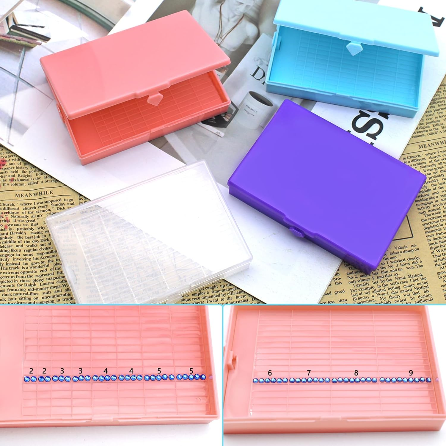 4 Pcs Diamond Art Tray with Lids, Finegood Diamond Art Storage Kits for Adults Diamond Paintings Tools and Accessories for DIY Art Crafts image number 2