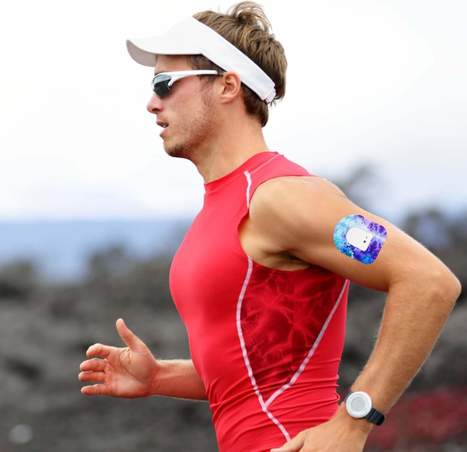 25Pcs Adhesive Patches Compatible with Omnipod 5, Waterproof Overpatch Non-Fraying Sensor Monitor Patch Sensor Stickers Sensor Covers Accessories Parts(Water Lily) image number 2