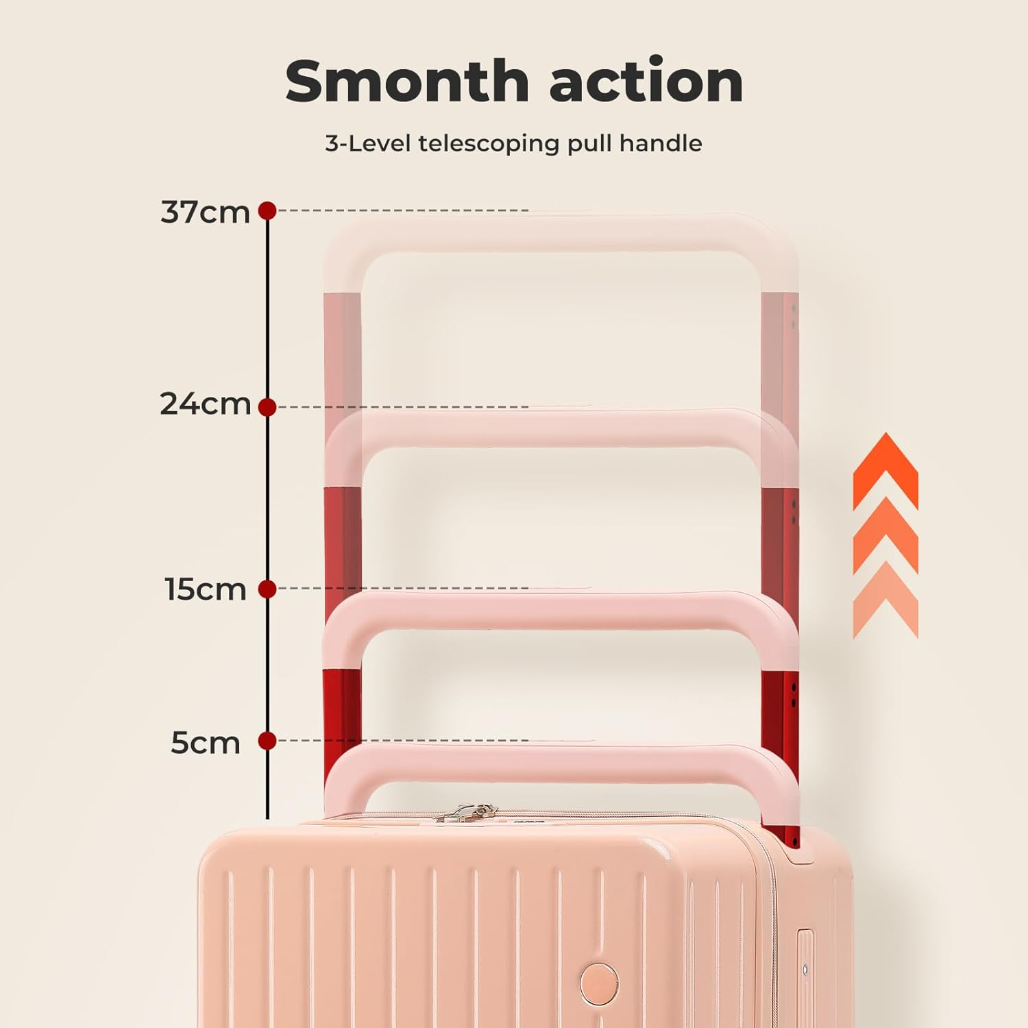 Slimbridge Carry-On Luggage, 20" Wide Handle Rolling Suitcase for Travel, ABS Hard Shell Travel Luggage with Built-In Lock, 360&deg; Spinner Wheels, Business Carry on Suitcase, Pink image number 1