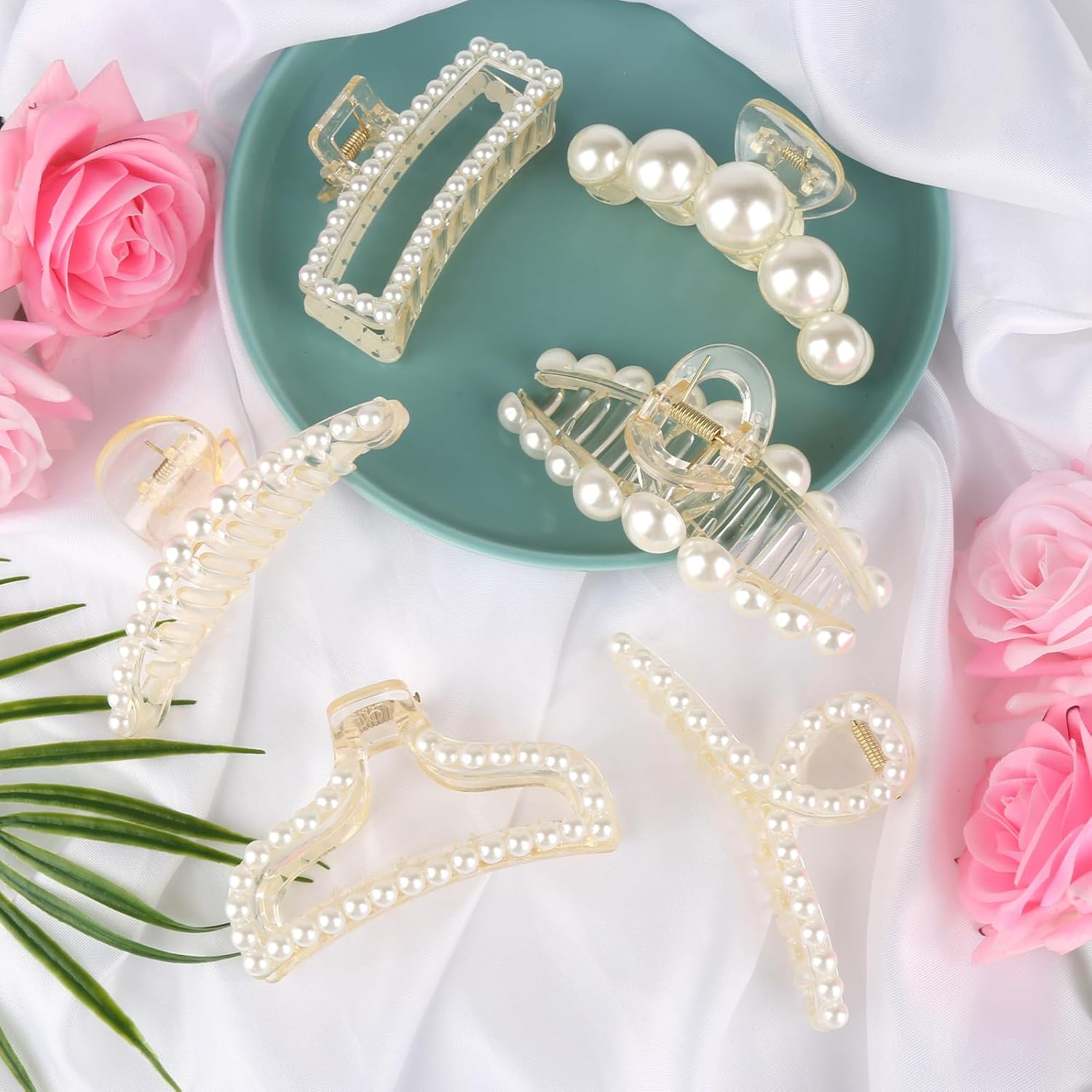Pack of 6 Large Hair Clips, Pearl Hair Clips, Women'S Hair Clips for Thick Thin Hair, Non-Slip Claw Clip, Elegant Hair Clip for Women and Girls image number 6