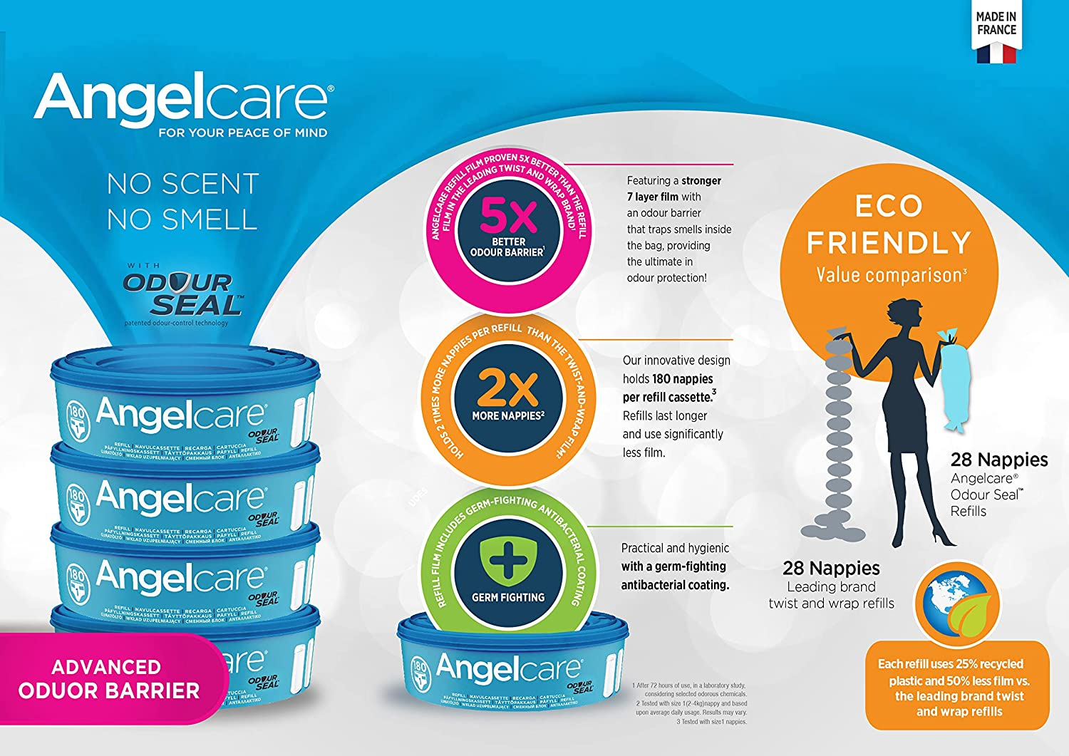 Angelcare Nappy Bin with Air-Seal&trade; Technology, White image number 4