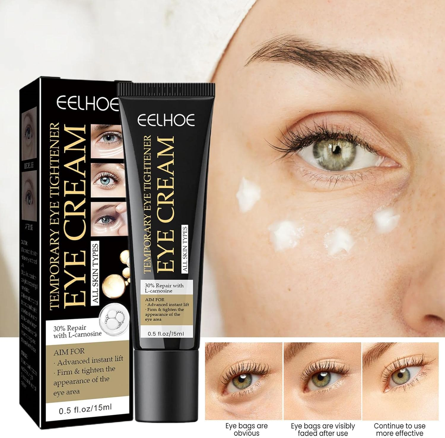 15Ml Instant Eye Tightener Eye Cream | Firming Eye Cream to Reduces Under-Eye Bags, Dark Circles & Puffiness | Lift Firming Anti-Wrinkle Eye Tightener