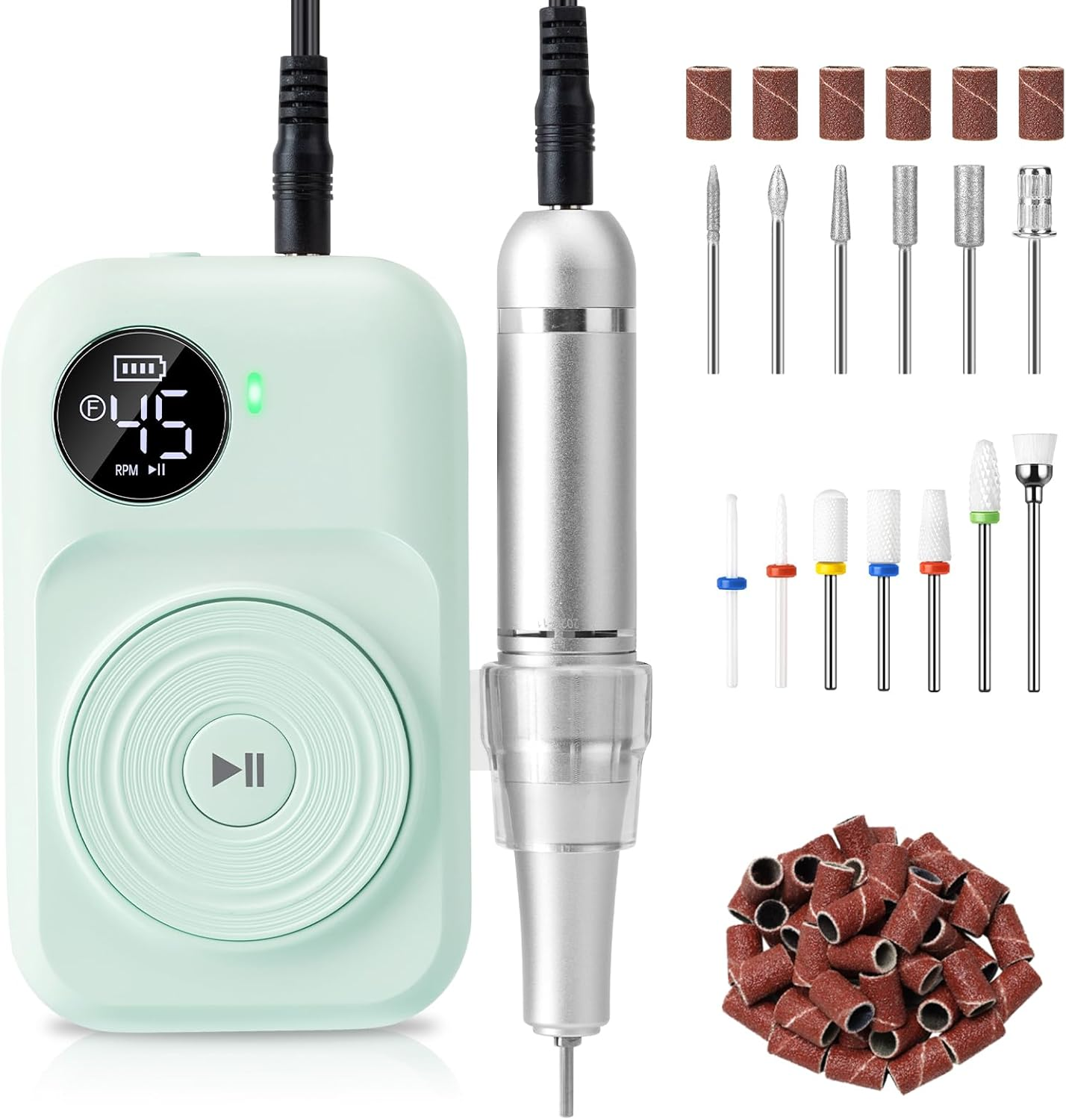 Madenia Professional Nail Drill Machine: 45,000RPM Rechargeable Nails Efile Kit with Low Noise and Low Heat for Manicure & Pedicure in Nail Salon - Perfect for Beginners and Technicians, Pink