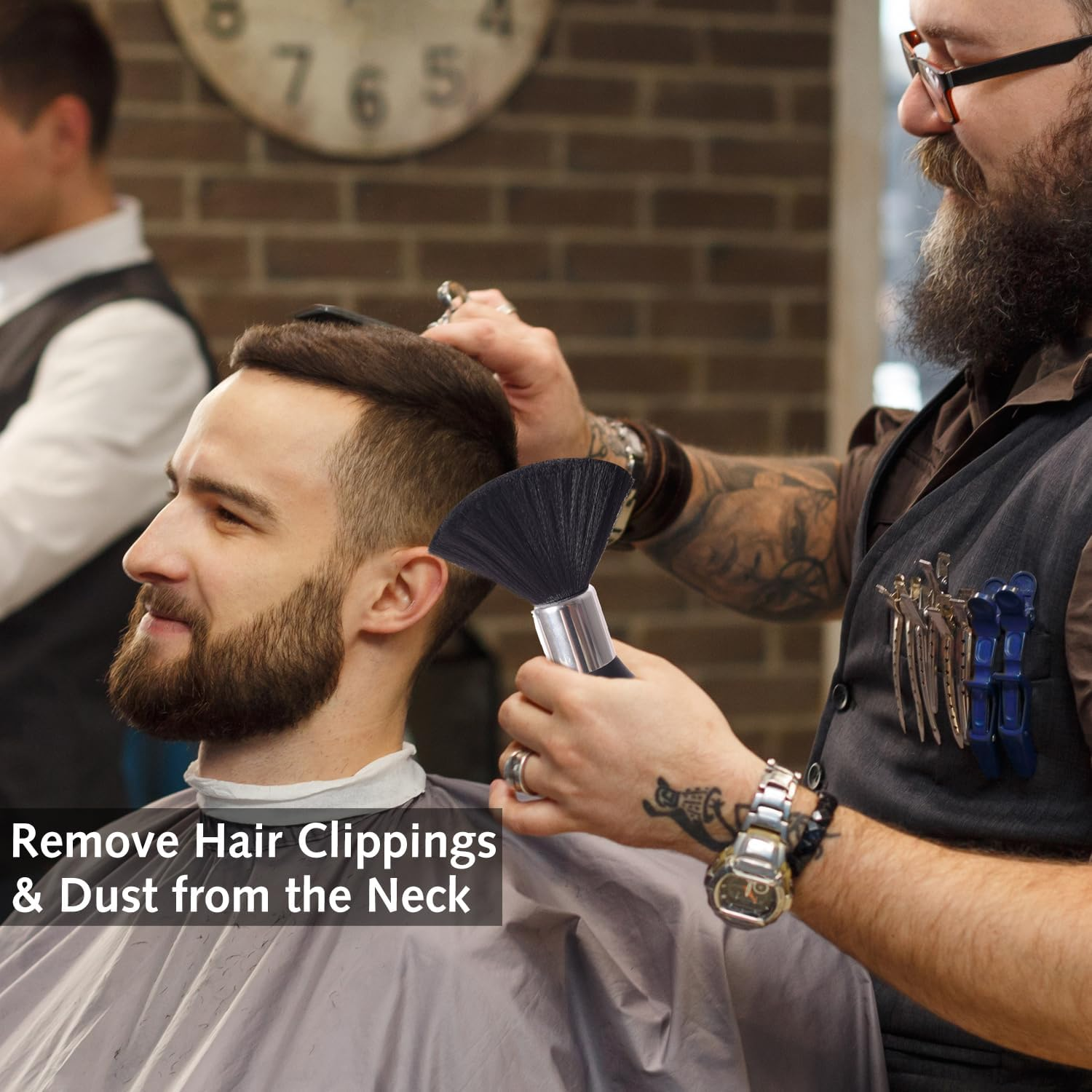 2 Pcs Neck Brush Neck Duster Barber Brush to Remove Loose Hair, Professional Hair Cutting Brush Soft Barber Brush Neck Duster Barber Accessories for Brushing off Hair around Neckline and Ears Haircut image number 2