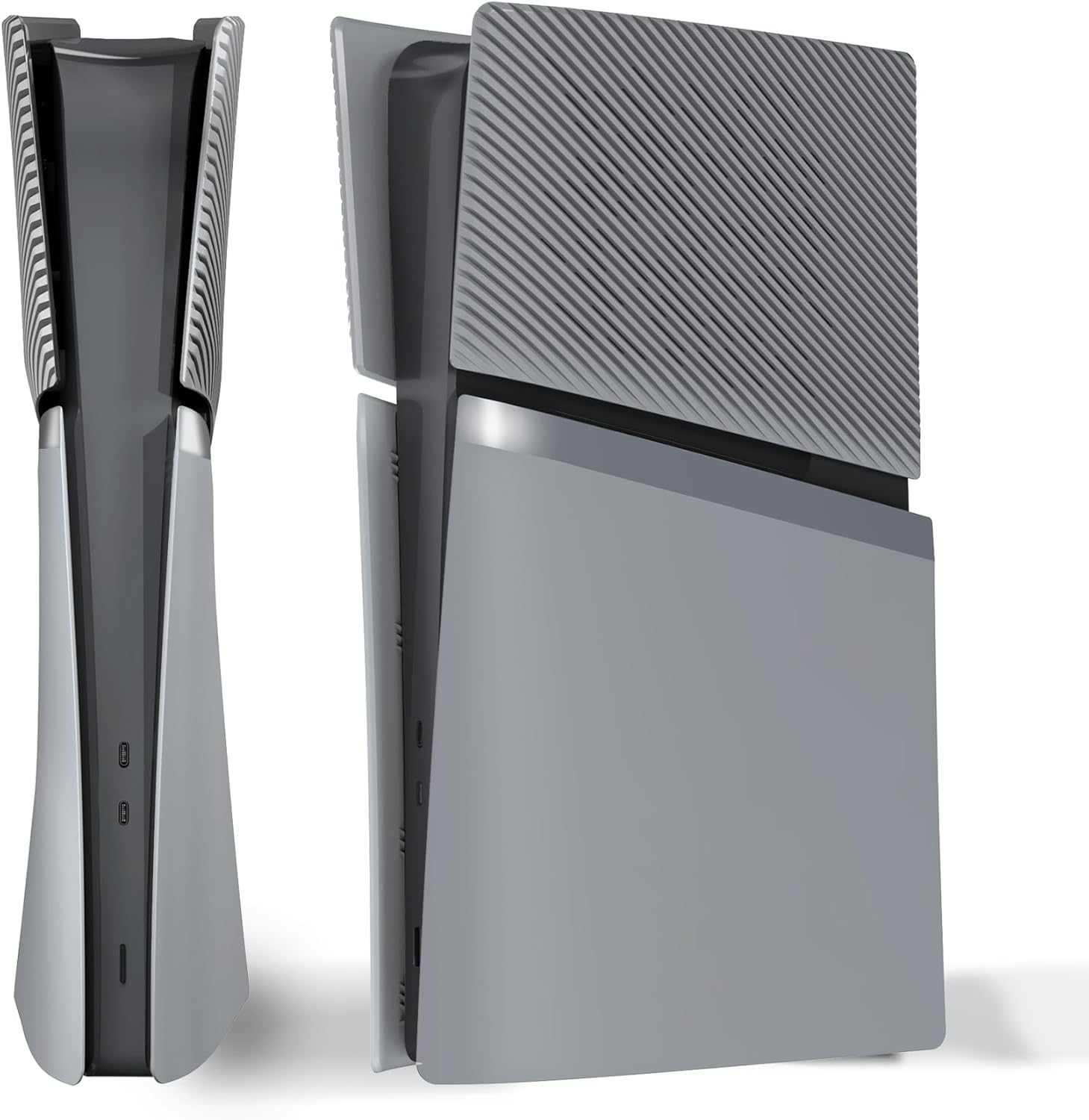 Extremerate Excover Console Replacement Top Bottom Cover Compatible with Ps5 Slim Digital Edition, Side Panel Faceplate Back Plate with Cooling Vent Compatible with Ps5 Slim Digital - New Hope Gray