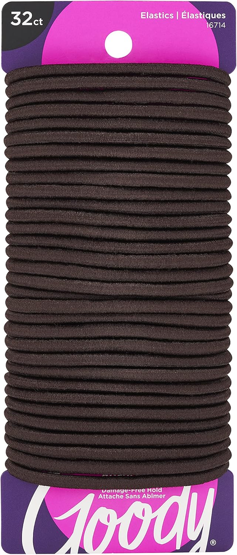 Goody Hair Women'S Braided Hair Elastics Black 4Mm for Medium Hair, 32 Count, Pack of 3