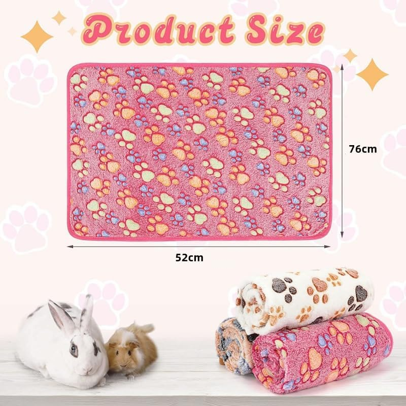 Pack of 3 Cat Blankets, 76 X 52 Cm Cat Blanket for Cats, Waterproof Guinea Pig Blankets, Washable Small Animal Fleece Warm Flannel Throw for Hamsters, Dogs, Cats, Pet Blanket, Sleeping Mat image number 4