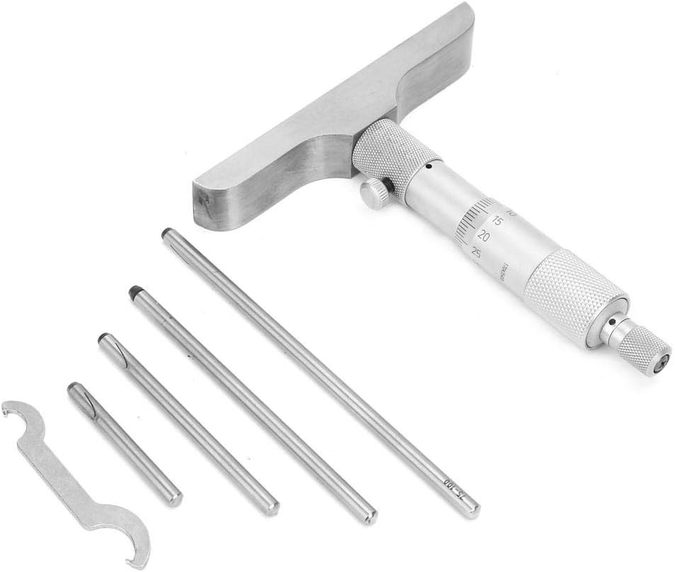 0.01Mm Vernier Depth Gauge, Professional Depth Micrometer Gauge, High Accuracy 5 Connecting Rods for Measuring Equipment Measuring Implement(0-100Mm 4 Inches) image number 4