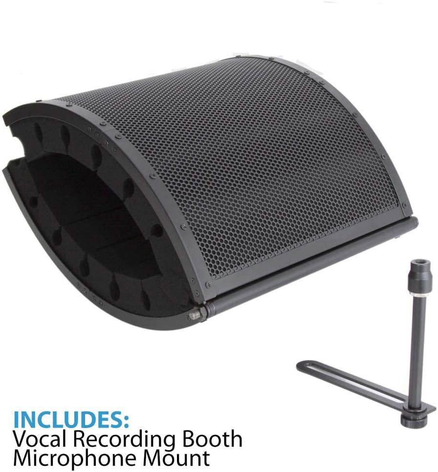 Pyle Mini Portable Vocal Recording Booth - Use with Standard Microphone, Isolation Noise Filter Reflection Shield for Recording Studio Quality Audio - Dual Acoustic Foam Soundproof Panel PSMRS09 image number 3