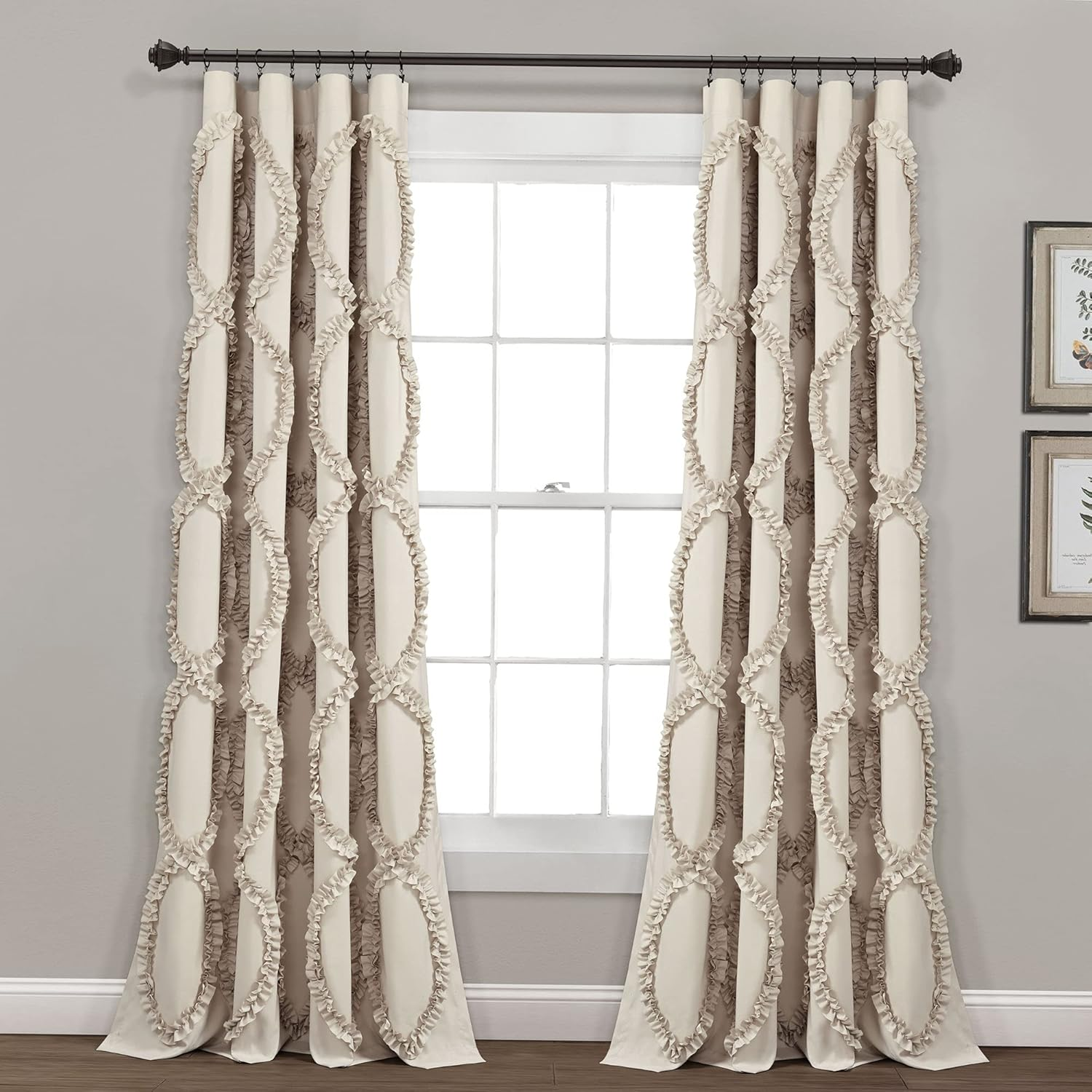 Lush Decor Lush D&Eacute;COR, White Avon Window Panel for Living, Dining Room, Bedroom (Single Curtain), 108&rdquo; X 54