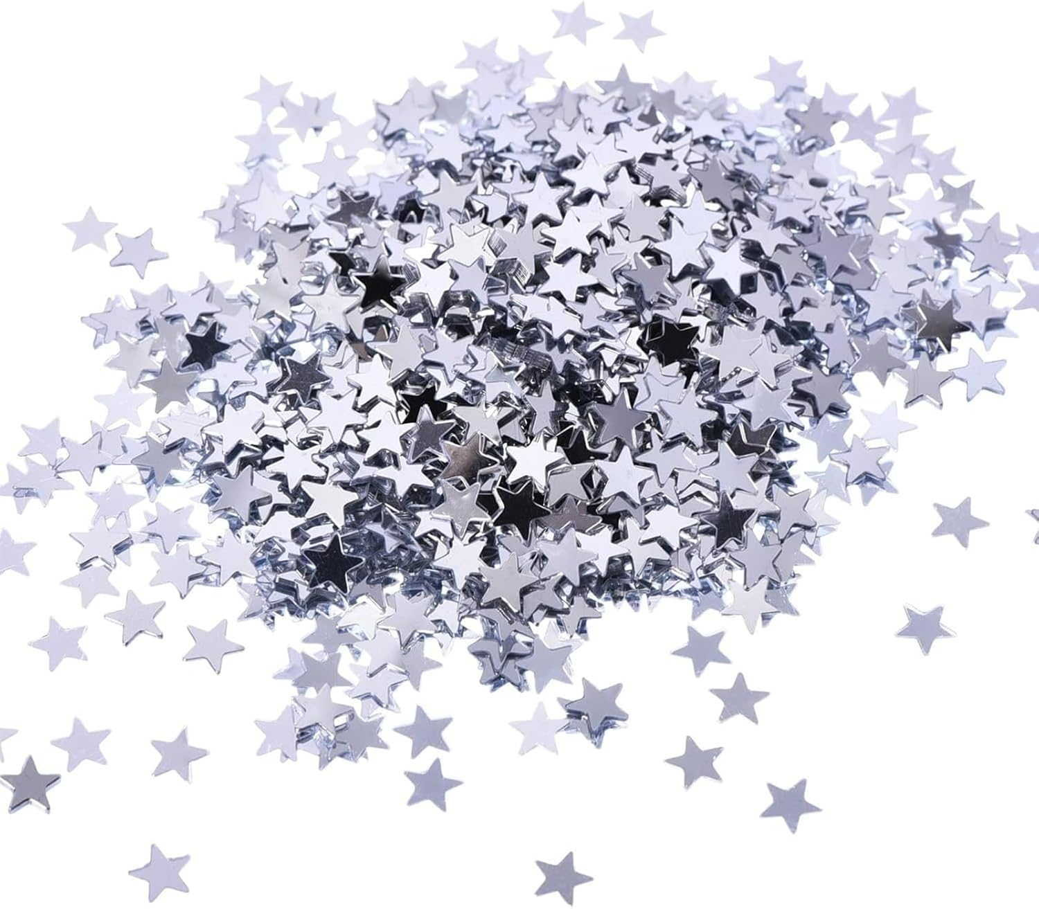 Confetti Glitter, 4000Pcs 30G Plastic Stars Confetti Sparkly Sequins for Nail Art Decorations and Christmas Party Supplies, Silver image number 1