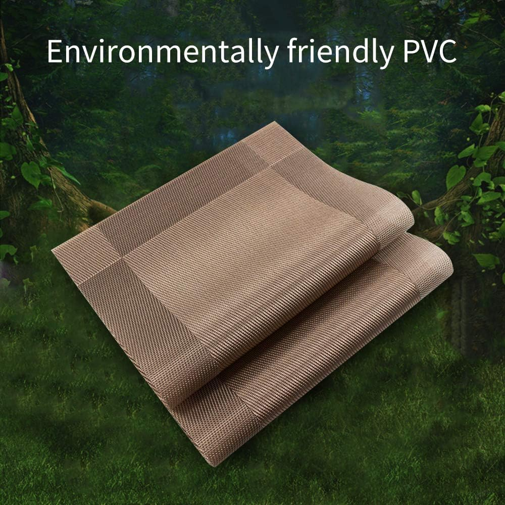 Heat-Resistant Crossweave Woven Dinning Table Set of 6 Placemat PVC Placemats-Exco Kitchen Place Mats Washable PVC Table Runner(Champagne) image number 5