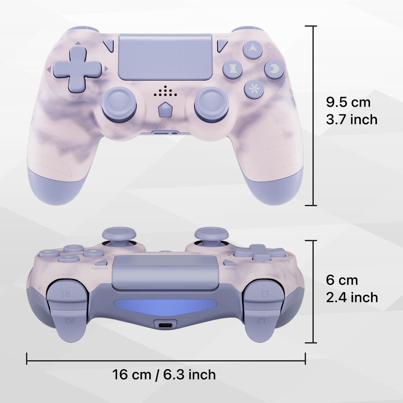 Wireless Controller for PS4, Gamepad for Playstation 4 with Double Vibration/6-Axis Sensor/Type-C Charhing Port/Headphone Jack, Ergonomic Non-Slip Grip Compatible with Playstation 4/Slim/Pro (Pink) image number 2