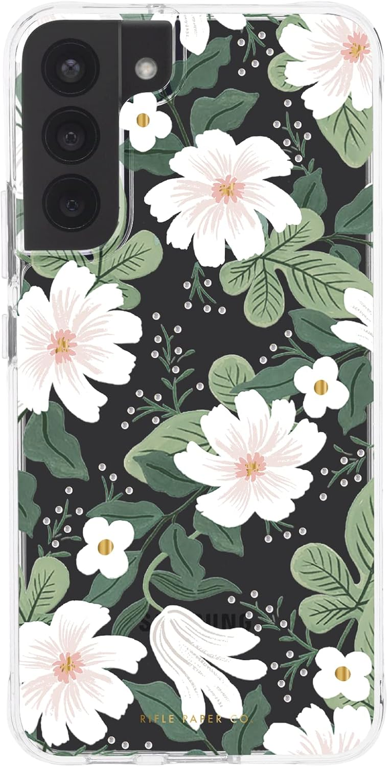 Rifle Paper Co - Case for Samsung Galaxy S22-10Ft Drop Protection - Gold Foil Accents - 6.1 Inch - Willow