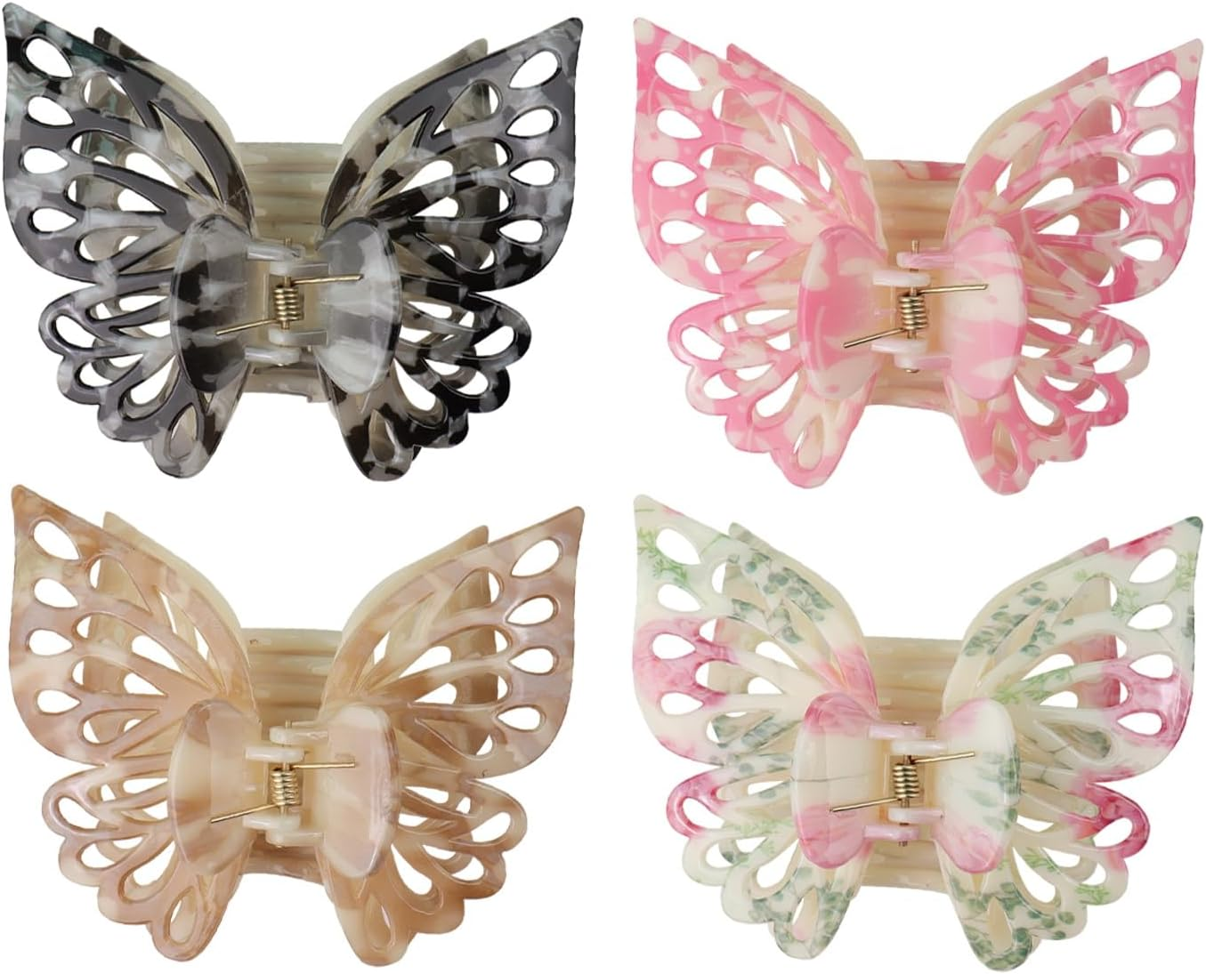 Butterfly Hair Clips Claw Clips for Women - Matte Big Cute Clips for Thick & Medium Hair (3Pcs)