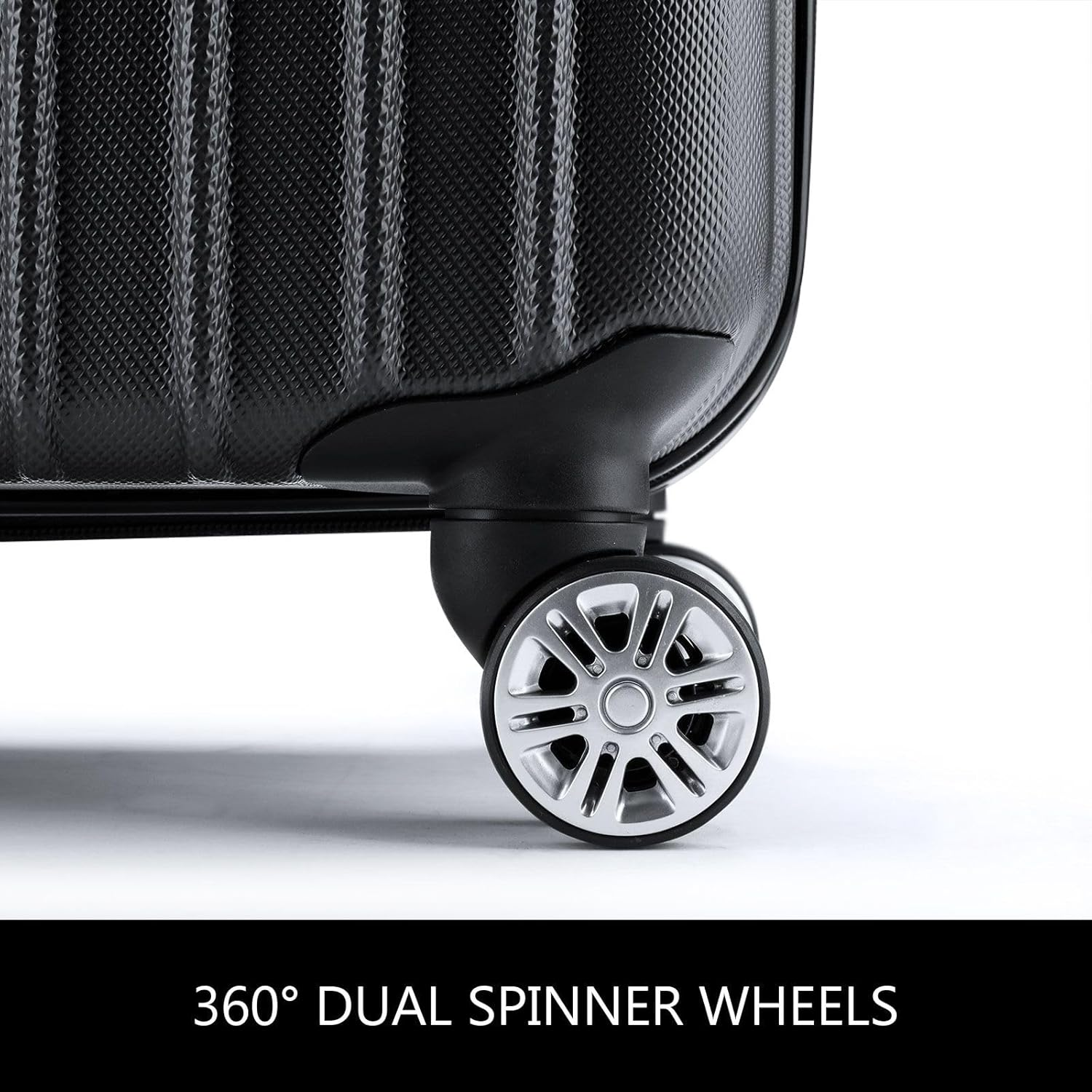 4 Piece Luggage Set Carry on Suitcase Lightweight Traveller Bag ABS Hard Shell Black - Black image number 3