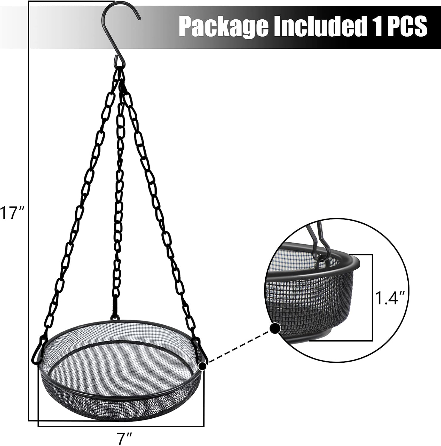 Gtongoko Hanging Bird Feeder Tray, Metal Mesh Platform Feeders for Birds, Outdoor Garden Decoration for Attracting Birds image number 3
