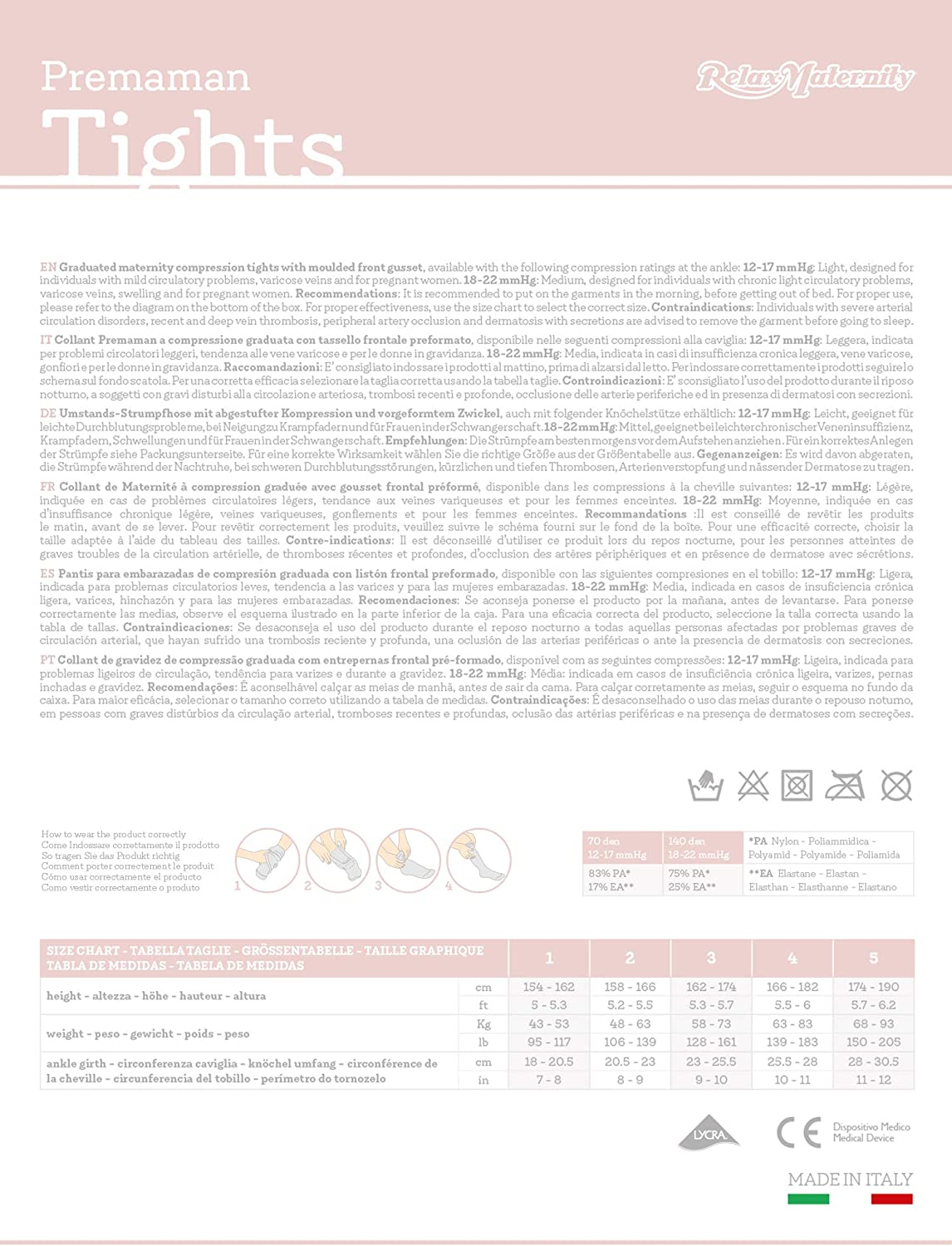 Relaxmaternity 791 (Beige, Tg.4) Graduated Compression Maternity Tights 12-17 Mmhg 70 Denier image number 3