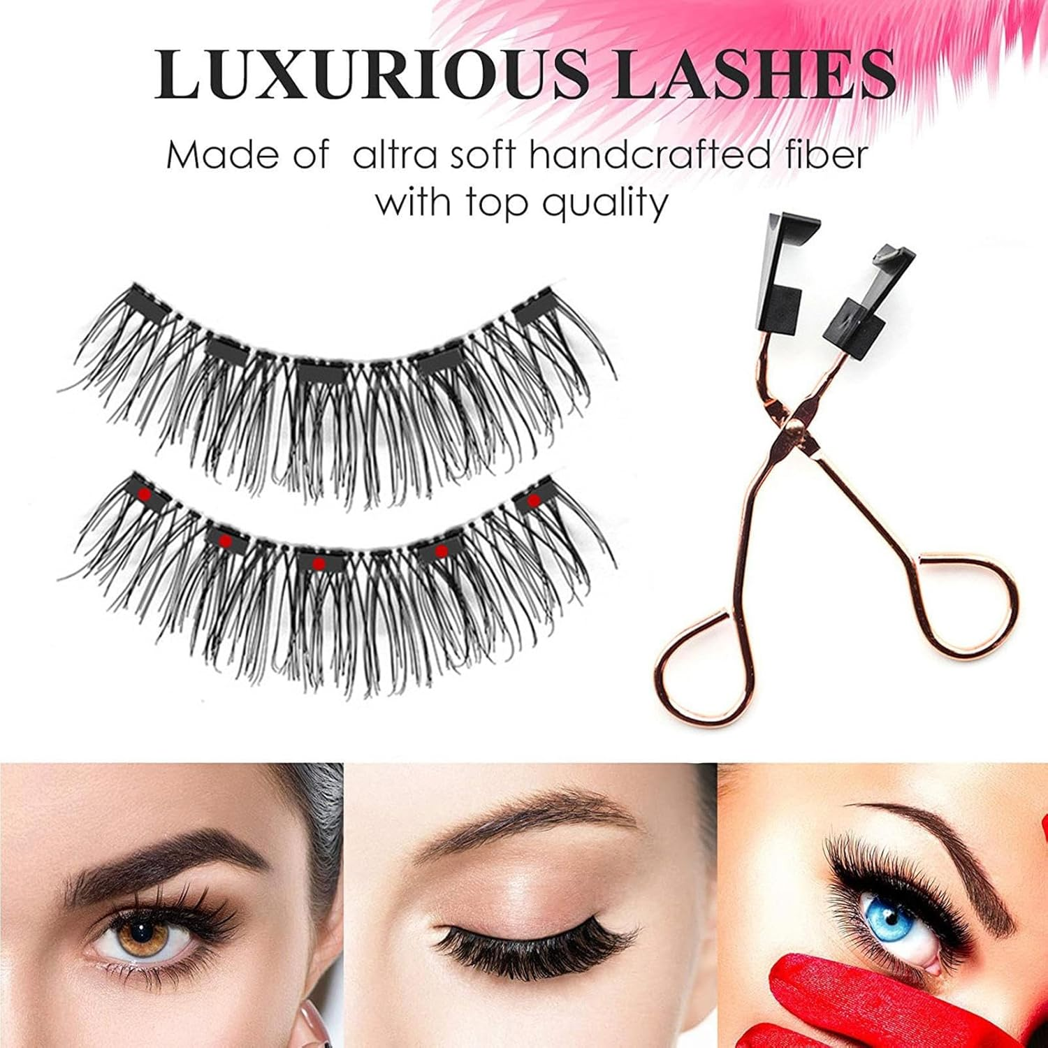 Magnetic Eyelashes | 1 Pair False Eyelash and Applicator for Natural Look | Light Magnetic Eyelashes with Applicator Kit, Reusable Long Lasting Magnetic Eyelashes Zalhin