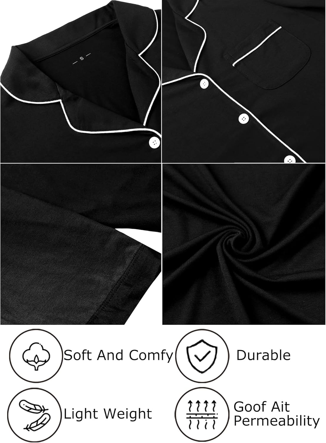 Maternity Nightgown for Women Nursing Pajamas Long Sleeve Sleepshirt image number 1