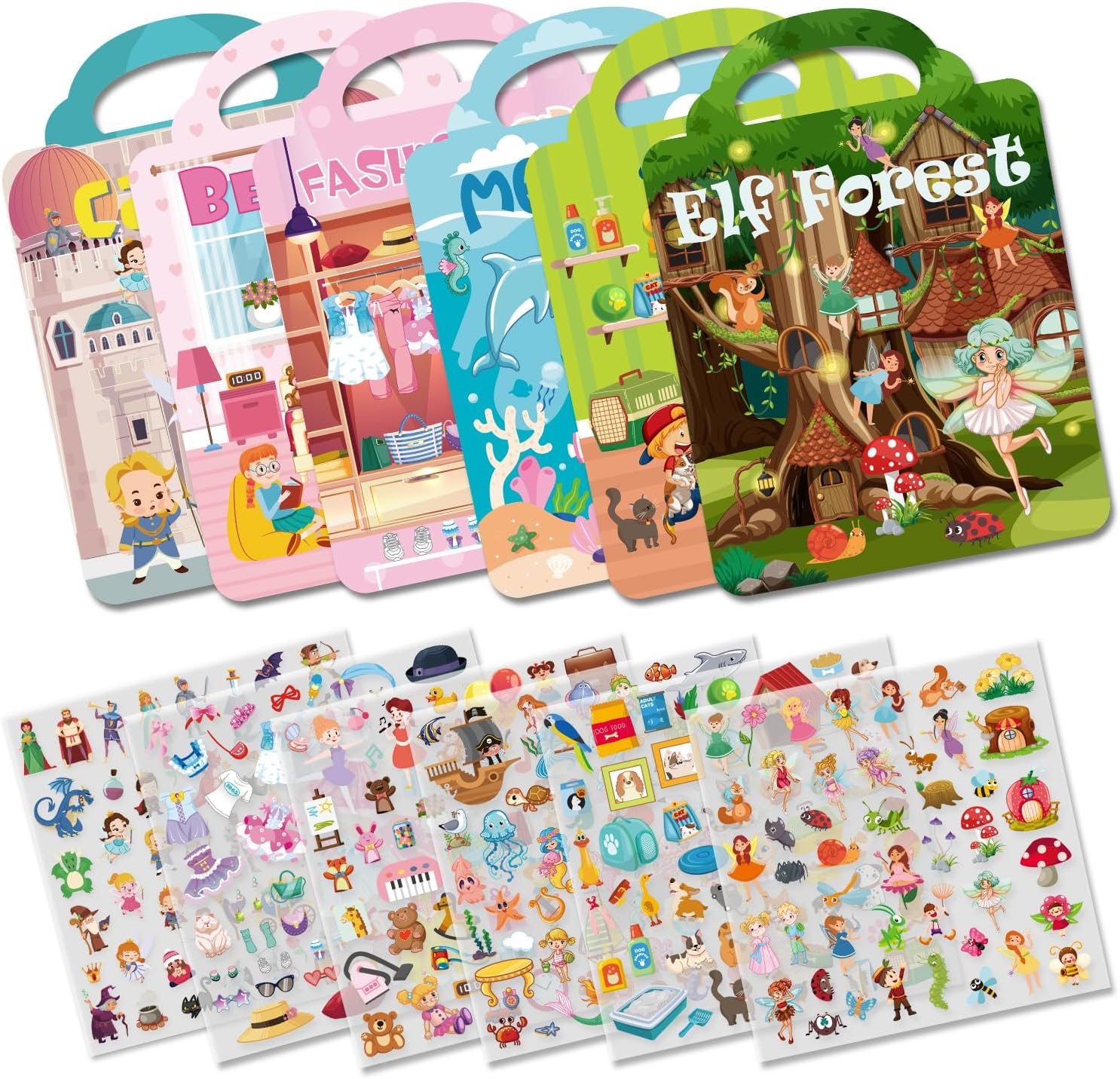 Aannanl Dress up Sticker Books for Girls Ages 2-4 4-8,Puffy Sticker Activity Books Set: Fairies, Princess Castle,Pet,Play House, Dress-Up,Mermaid,Suitable for Girls' Birthday Gifts image number 4