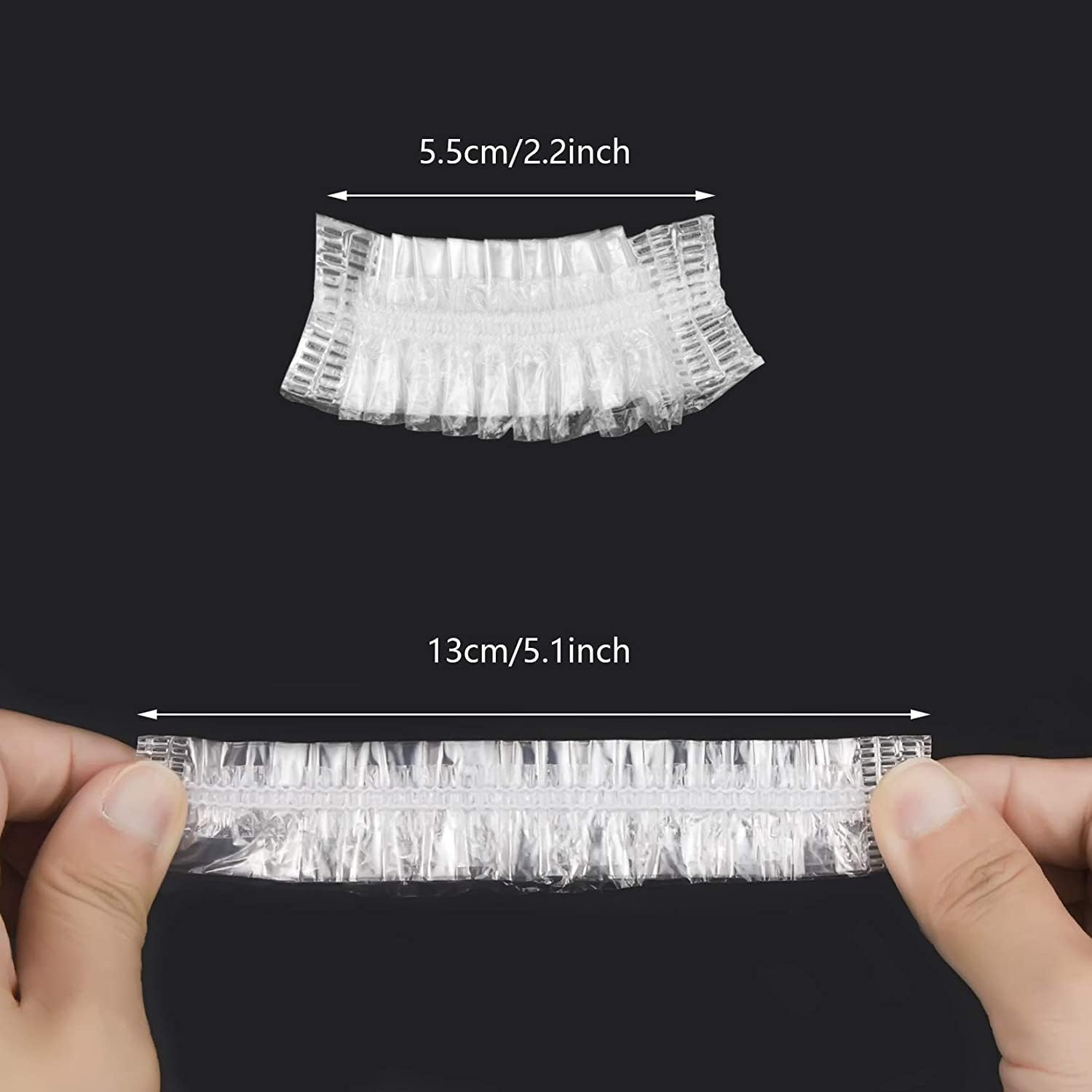 NITAIUN 200 Pcs Clear Ear Protectors Plastic Elastic Waterproof Ear Covers Cap Earmuffs for Hair Dye Shower Bathing Home Use Hotel Spa Hair Salon Treatment (Clear) image number 3