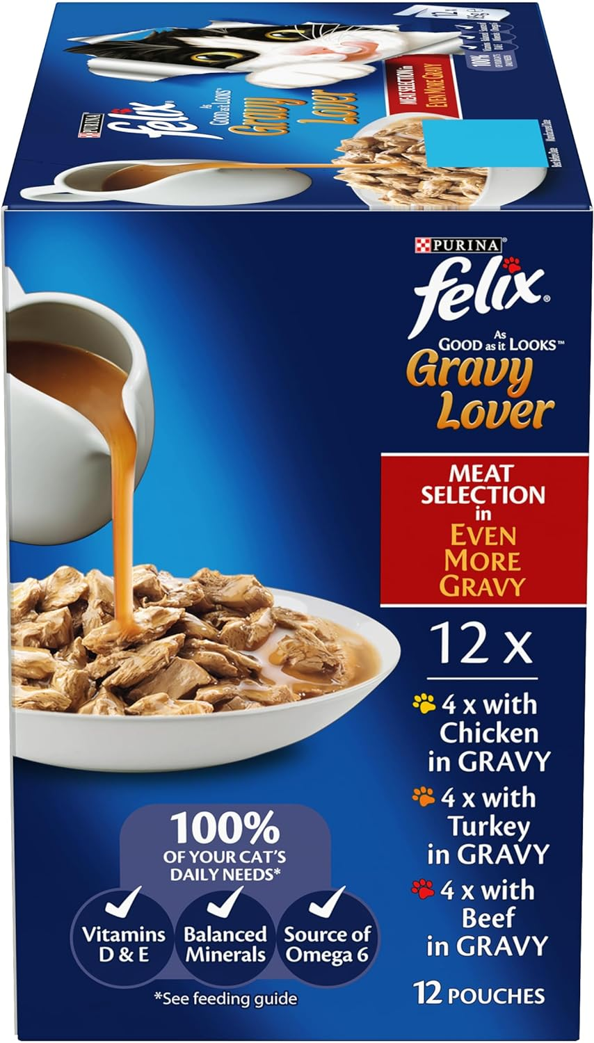 FELIX as Good as It Looks Adult Wet Cat Food Gravy Lover Meat Selection 60X85G image number 3