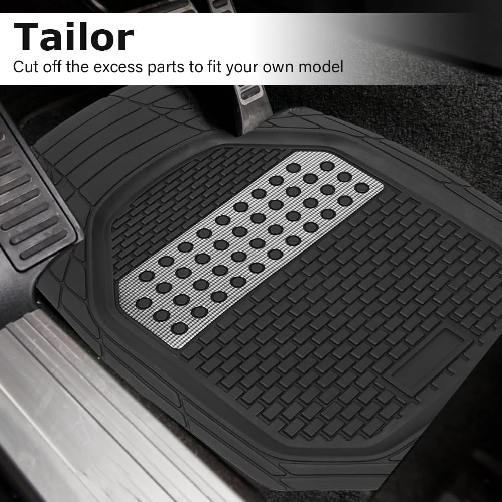 4 PCS Car Floor Mats, Heavy-Duty PVC Mat, Universal Waterproof Kick Pads, All-Round Protection Car, All Weather Anti-Slip Car Mats, for Cars, Trucks, and SUV image number 2