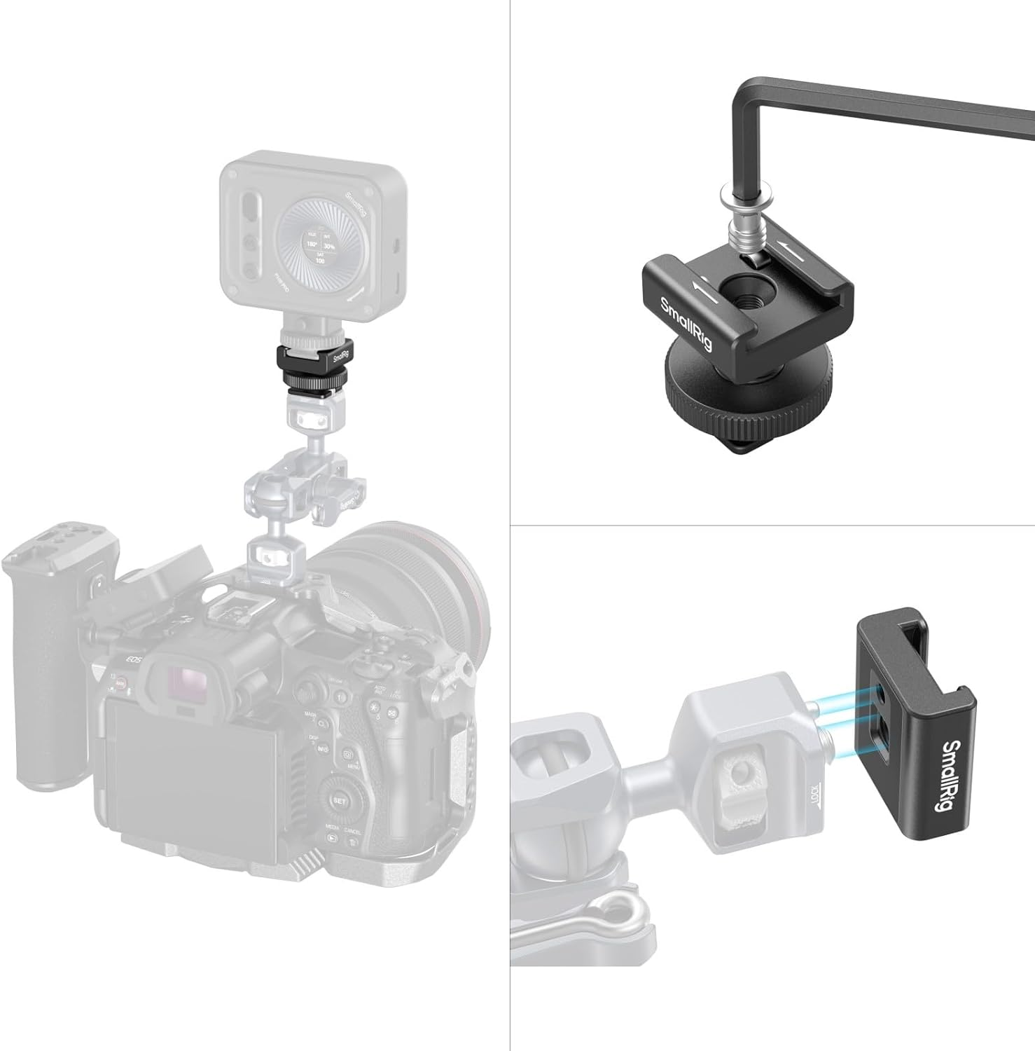 Smallrig Cold Shoe Mount Adapter for Wireless Microphone, for DJI Mic / Mic 2, for RODE Wireless Go II, for Saramonic Blink 900 B, for Hollyland C1, with 1/4"-20 Threaded Hole, anti Drop Design - 4822 image number 6
