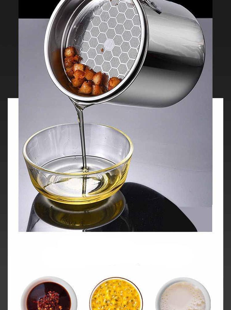 1.8L Oil Strainer Pot Grease Can Bacon Grease Container with Fine Mesh Strainer image number 1