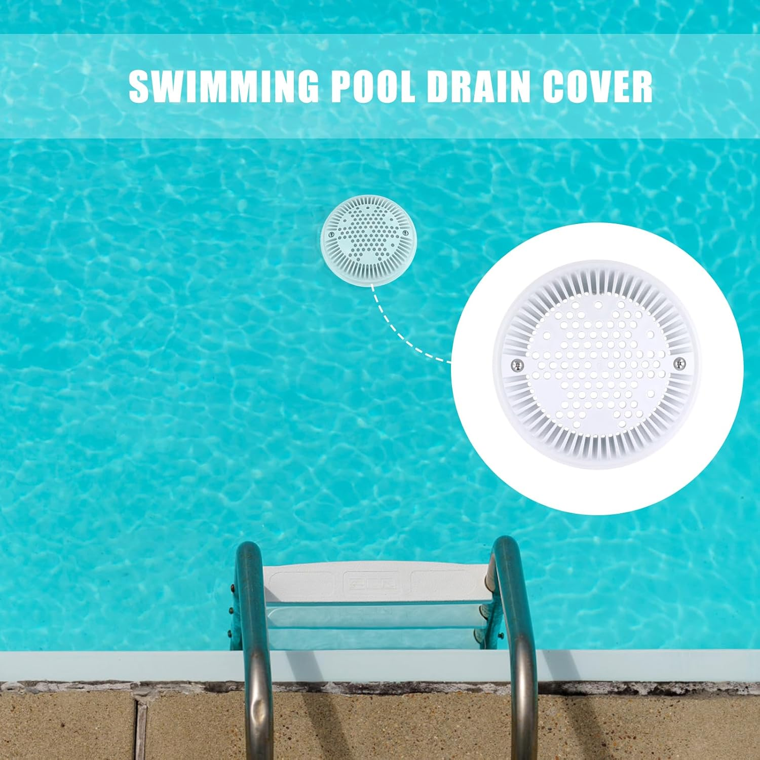 8In Swimming Pool Drain Cover, White Main Drain Cover Vortex-Resistant Drain Cover round Pool Overflow Drain Cover Floor Drain Cover Pool Drain Outlet for Inground Pools Replacement image number 1