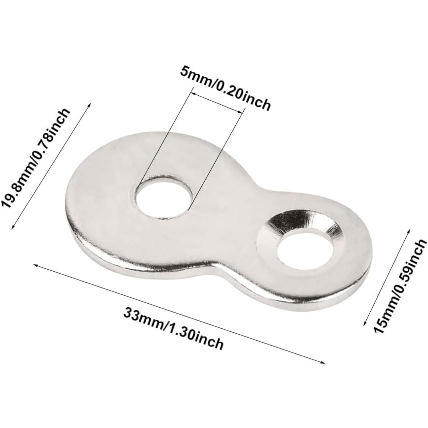 RODISHOMM 20-Piece Figure 8 Steel Fasteners &ndash; Heavy Duty Table Top Connectors for Desk and Chair Repair, Easy Install (Silver) image number 1