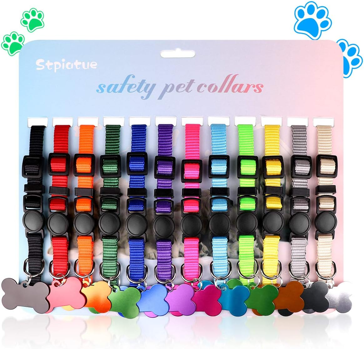 Upgraded Puppy Collars for Litter Puppy ID Collars Whelping Supplies Soft Nylon Breakaway Coloured Collars with 12 ID Tags and 6 Record Keeping Charts(S) image number 5