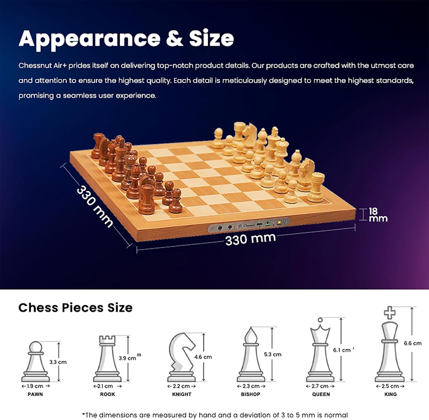 Chessnut Air + Electronic Chess Set, Wooden Chess Board with Leds, AI Adaptive Game, App, 1-2 Players, Age 8+ image number 3