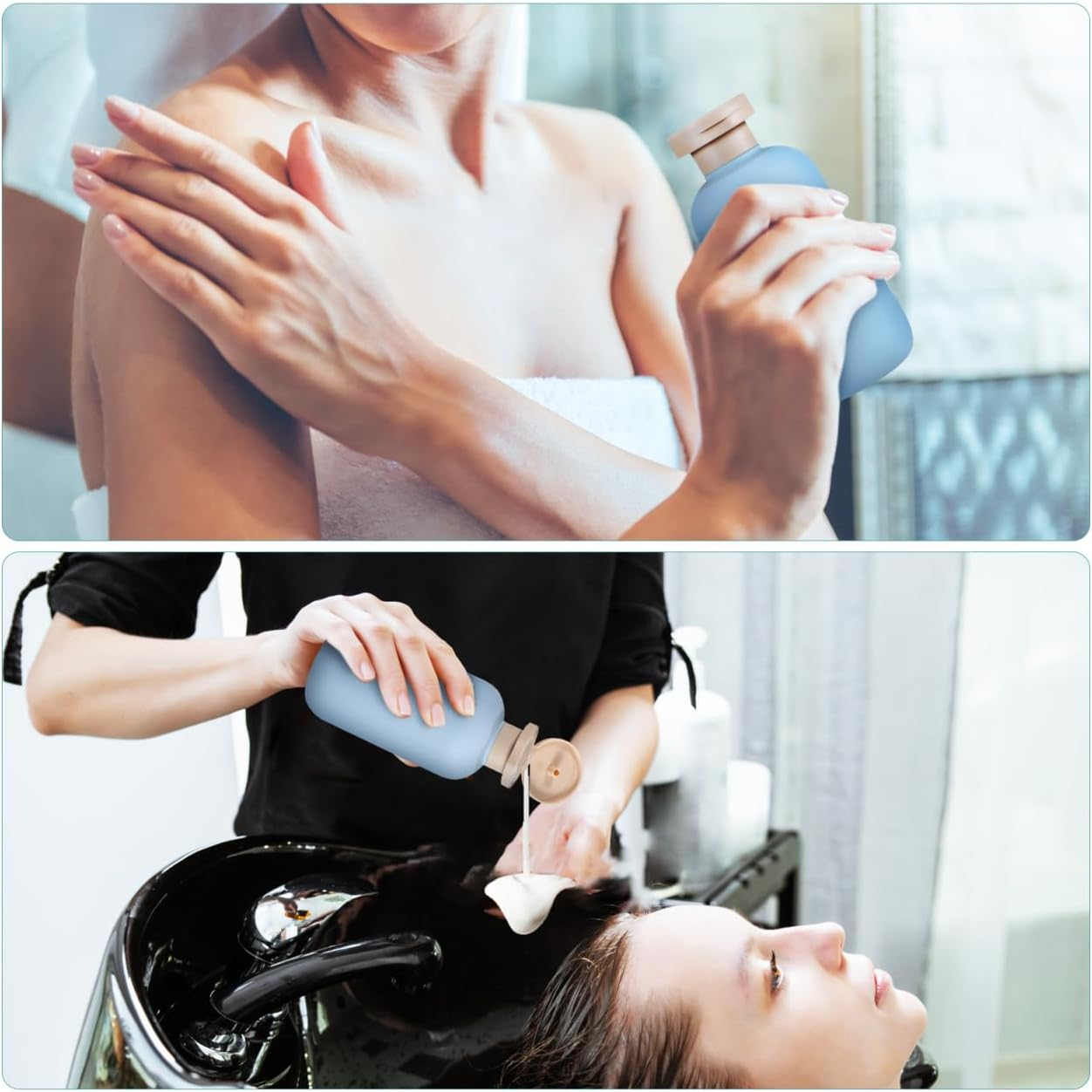 Baluue 2Pcs Refillable Shampoo Bottle, Flip Cap Squeeze Bottle for Toiletries, Leakproof, Empty Plastic Bottles for Conditioner, Lotions and Creams, 200Ml image number 2