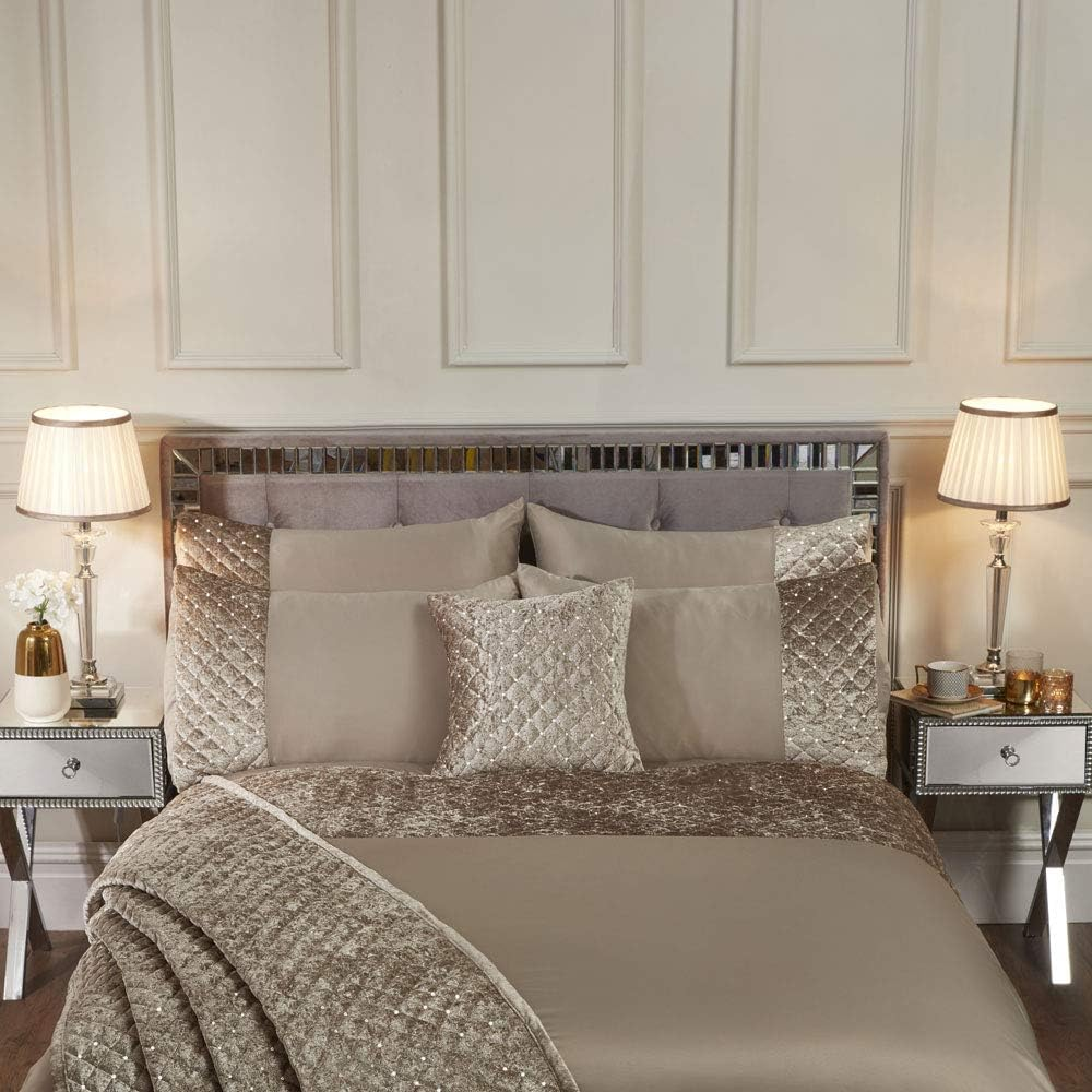 Emma Barclay Glamour - Quilted Sequin Velvet Duvet Set in Mink - Double Bed
