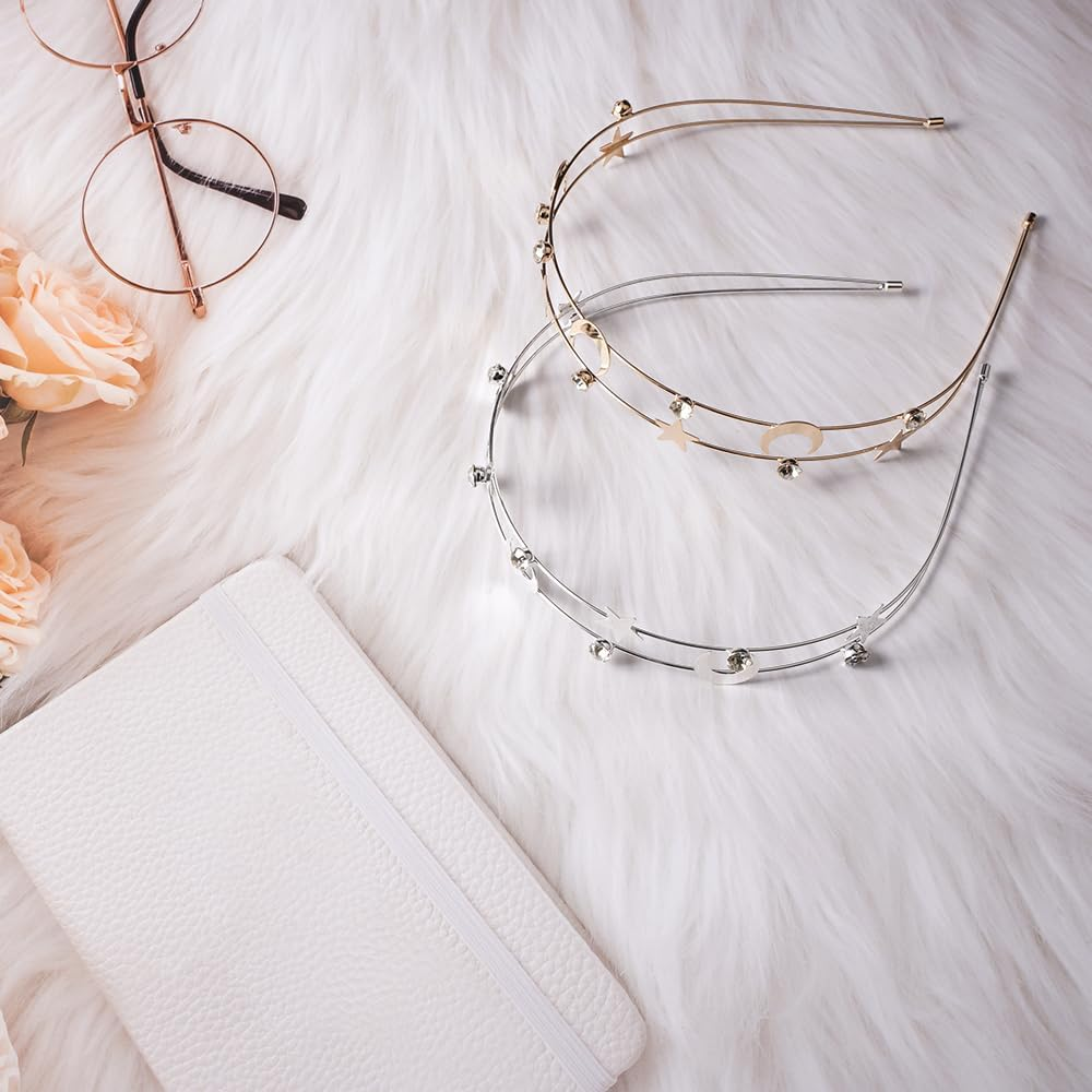 Pack of 2 Moon Five-Pointed Stars Headbands, Hair Accessories for Girls image number 4