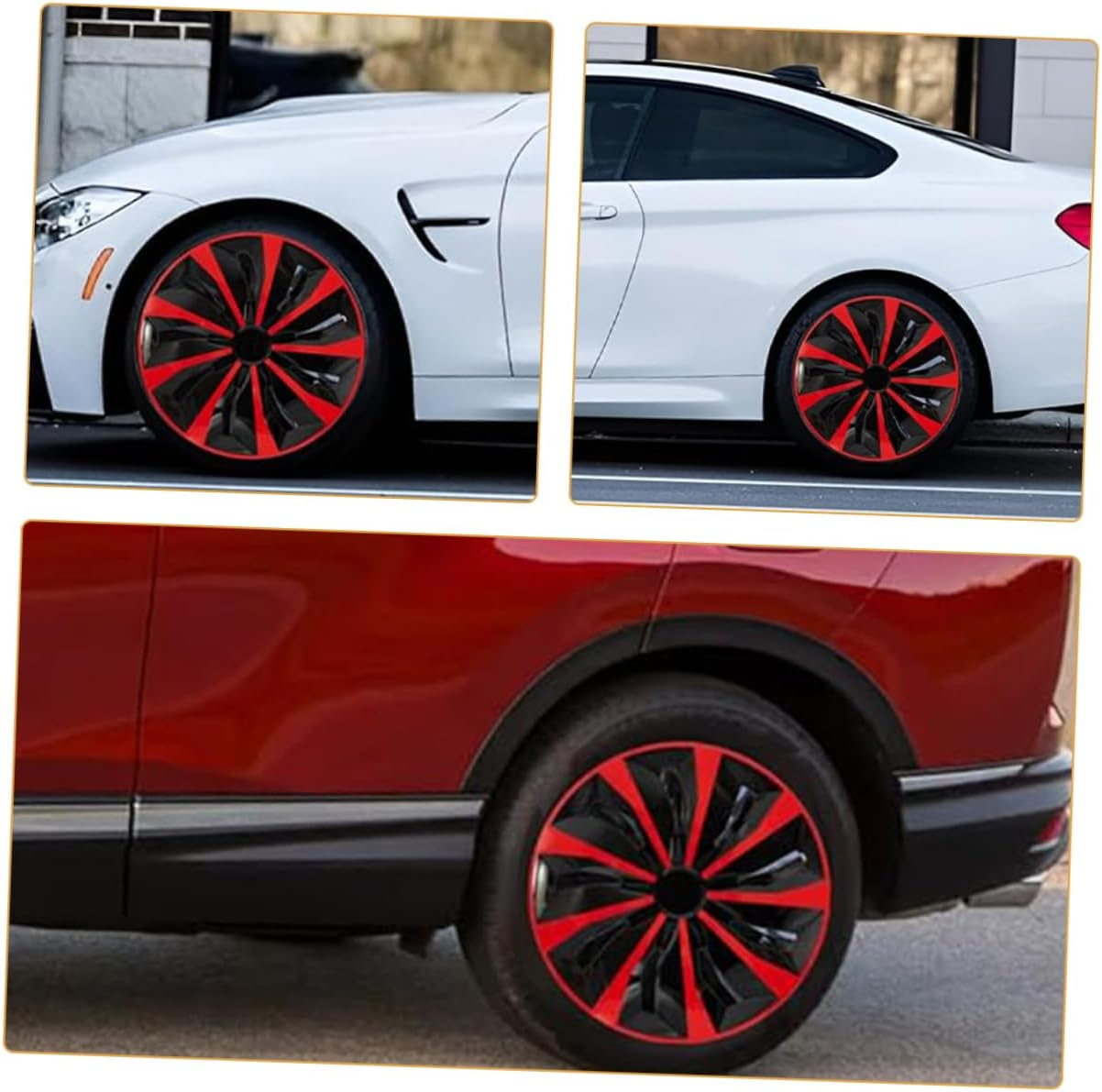 JECOMPRIS Car Wheel Tire Hubcap Hub Cover Replacement Red Black Decorative Hubcaps Pp Material Fit Easy Installation image number 4