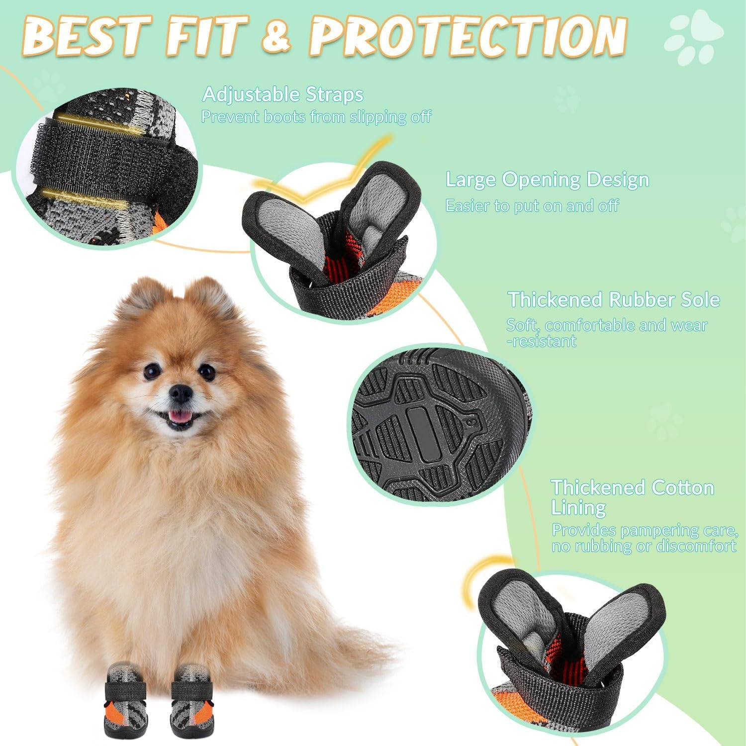 Slowton Dog Shoes for Small Dogs - 4PCS Breathable Dog Boots & Paw Protectors for Summer Hot Pavement with Rugged Anti-Slip Soles for Walking Running Hiking image number 2