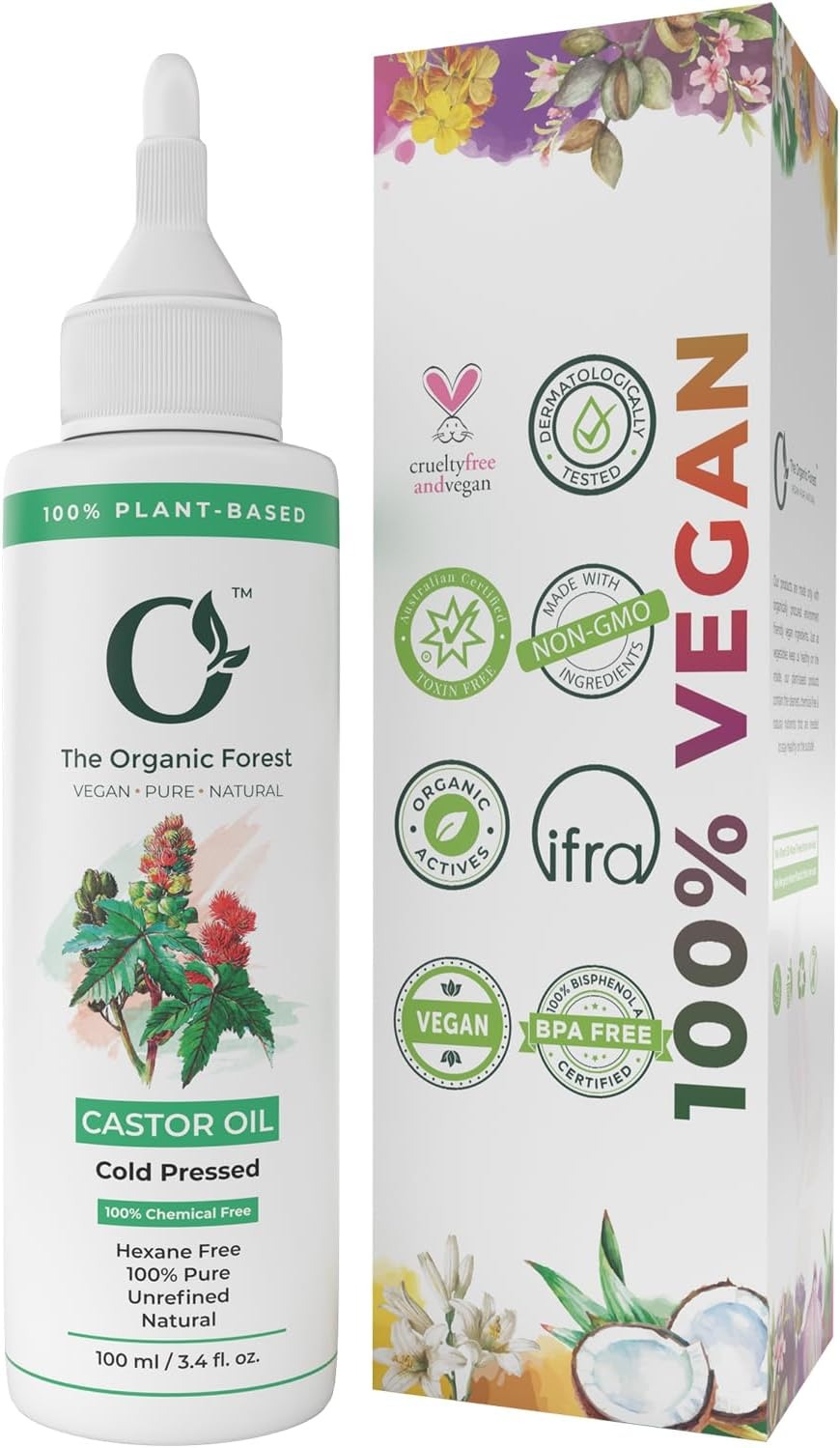 Organic Forest 100% VEGAN Pure Cold Pressed Castor Oil for Eyelashes and Eyebrows | Pure Castor Oil, Hair, Nails, Moisturising Dry Skin, Eyelashes | image number 4