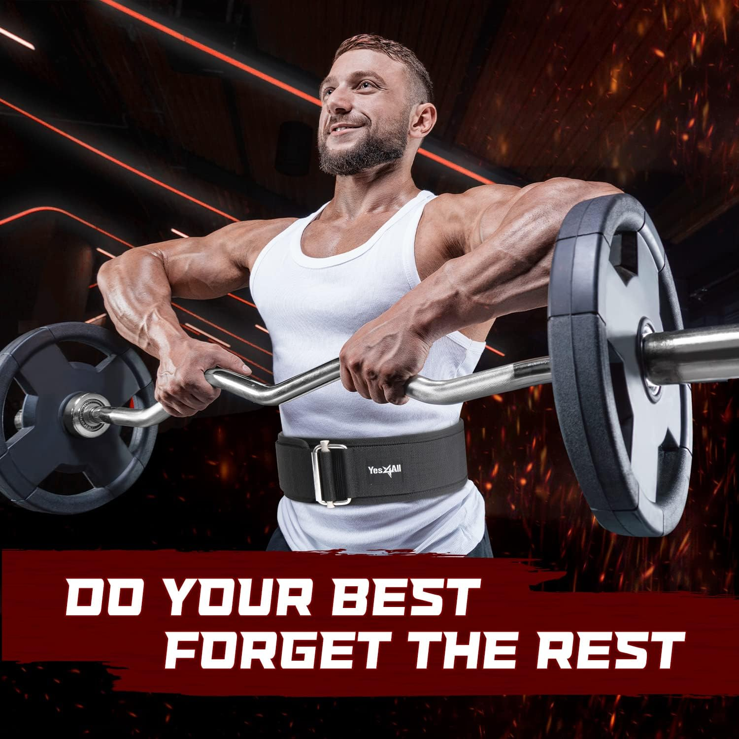 Yes4All Real Leather Weight Lifting Belt for Back Support/Powerlifting/Squat/Deadlift-Adjustable Dip Belt for Men and Women image number 3