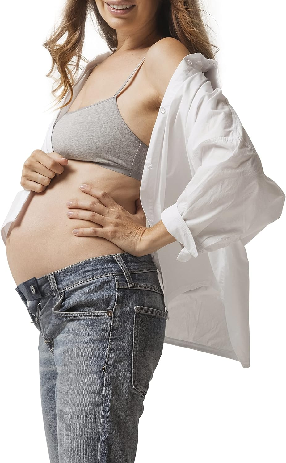 Maternity Pant Extenders for Women - 2-Pack Soft Pant Button Extender Set - Pregnancy Waistband Extender in 2 Styles - Comfortable, Easy to Use - Adjustable Jean Button Waist Band Expander &ndash; Black image number 2