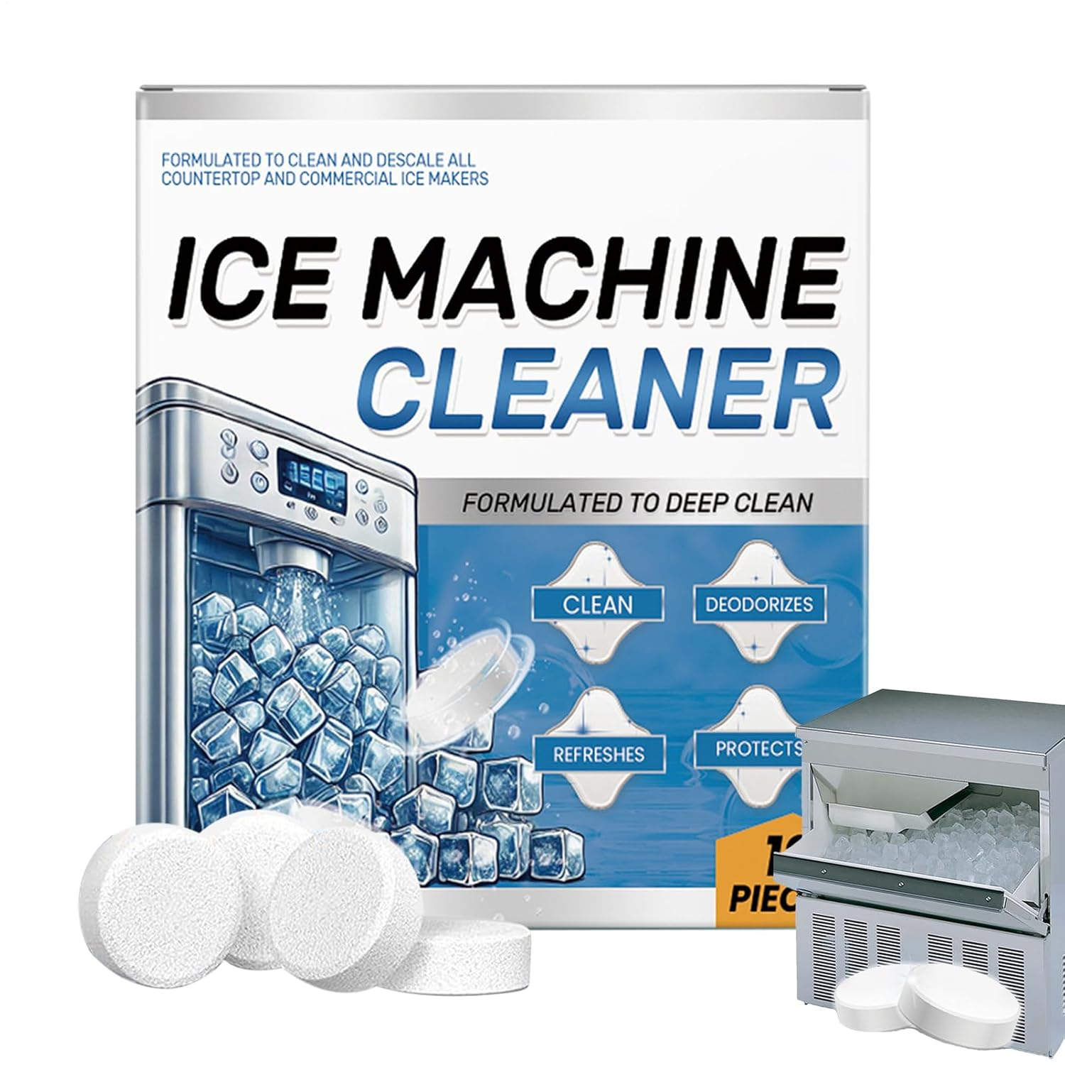 Ice Machine Cleaner | Water Bottle Cleaning Tablets | Powerful Cleaning Tool Multifunctional Kitchen Gadgets for Freezer Refrigerator Restaurants Daily Maintenance Countertops image number 3