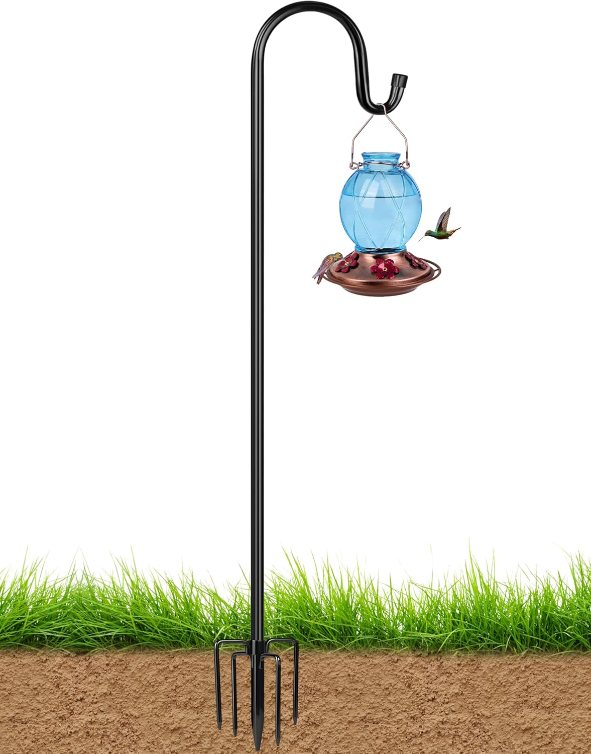 XDW-GIFTS Bird Feeder Pole for Outdoor, 2-Pack 92 Inch Shepherds Hooks Heavy Duty Garden Pole for Hanging Plant Basket, Solar Light Lanterns, Garden Plant Hanger Stands with 5 Base Prongs image number 1