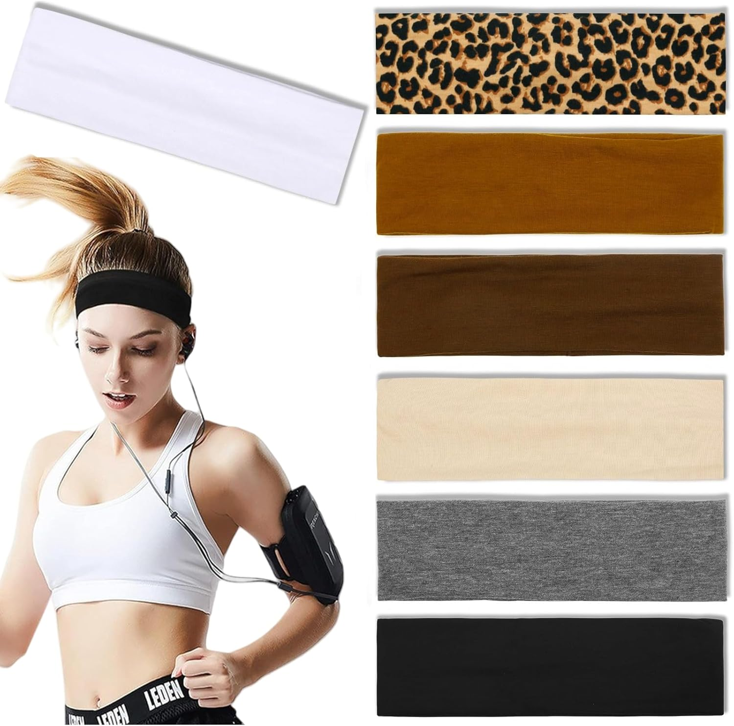 Lilbitty Set of 7 Headbands, Women'S Hair Band, Thin, Non-Slip Elastic Hair Bands for Women, Sports, Cotton Headband for Yoga, Running, Fitness, Headbands for Women and Girls image number 3